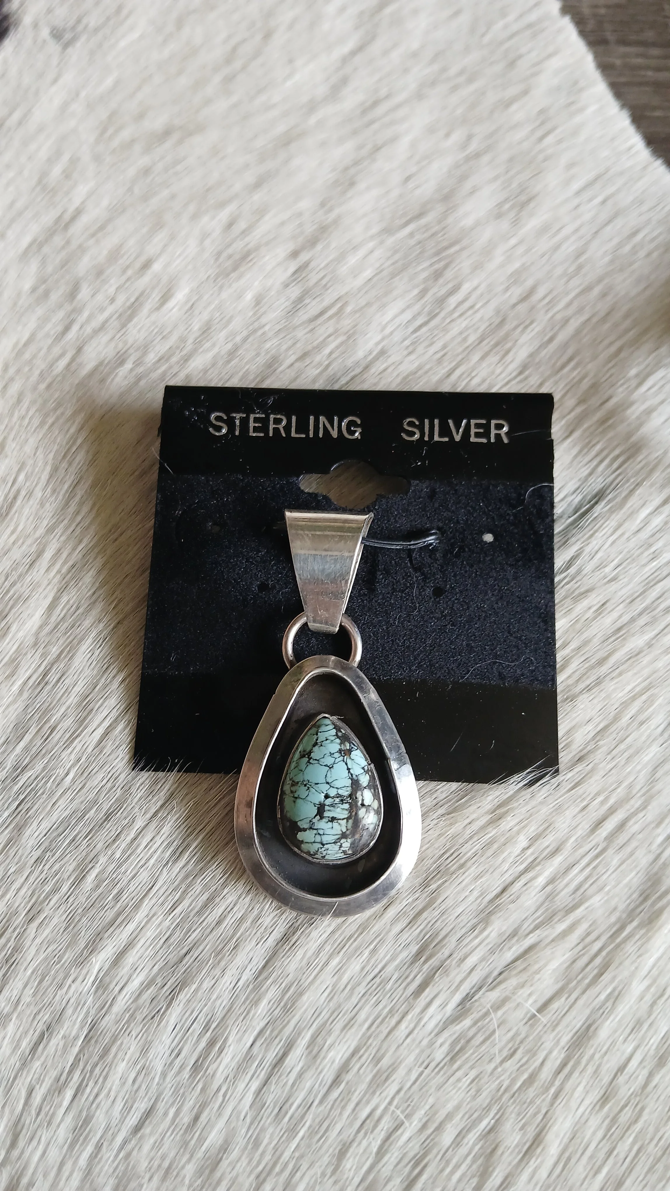 Lovely Turquoise and Sterling Shadow Box Pendant