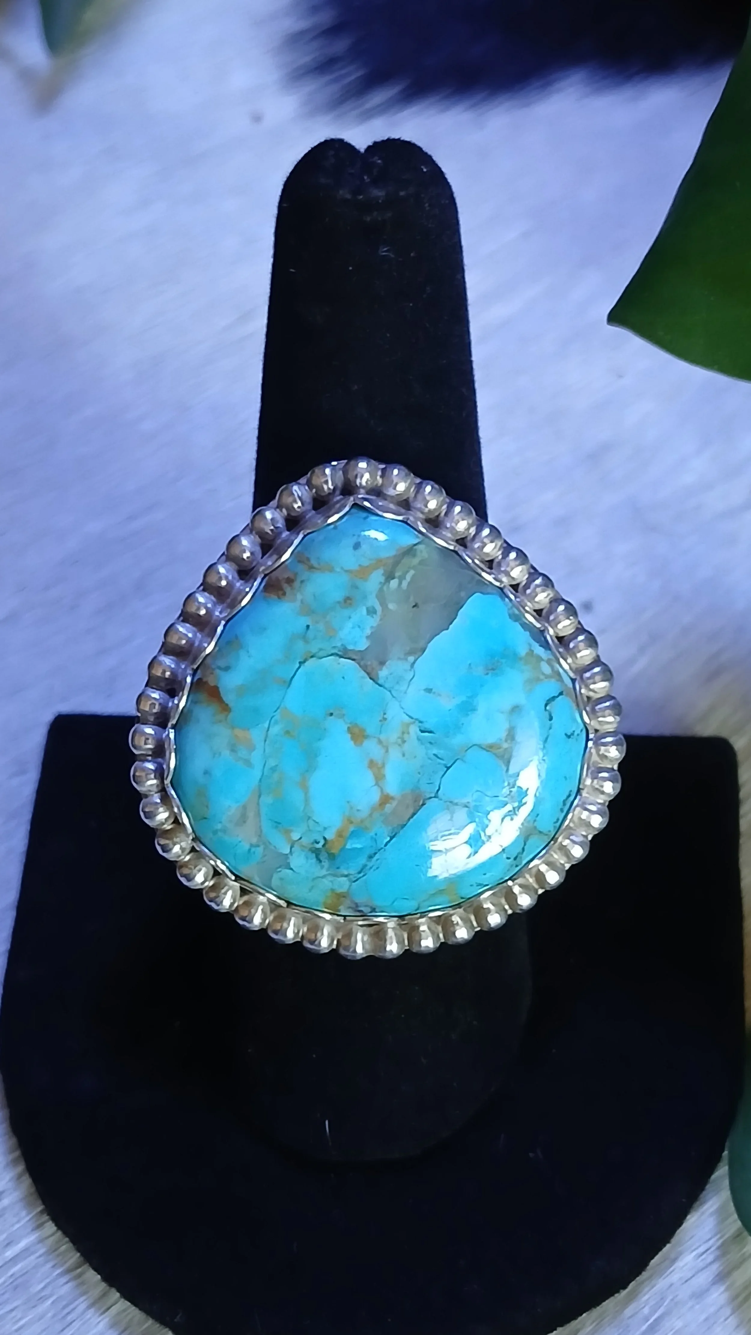 Knockout Kingman Turquoise and Sterling Ring - Size 9