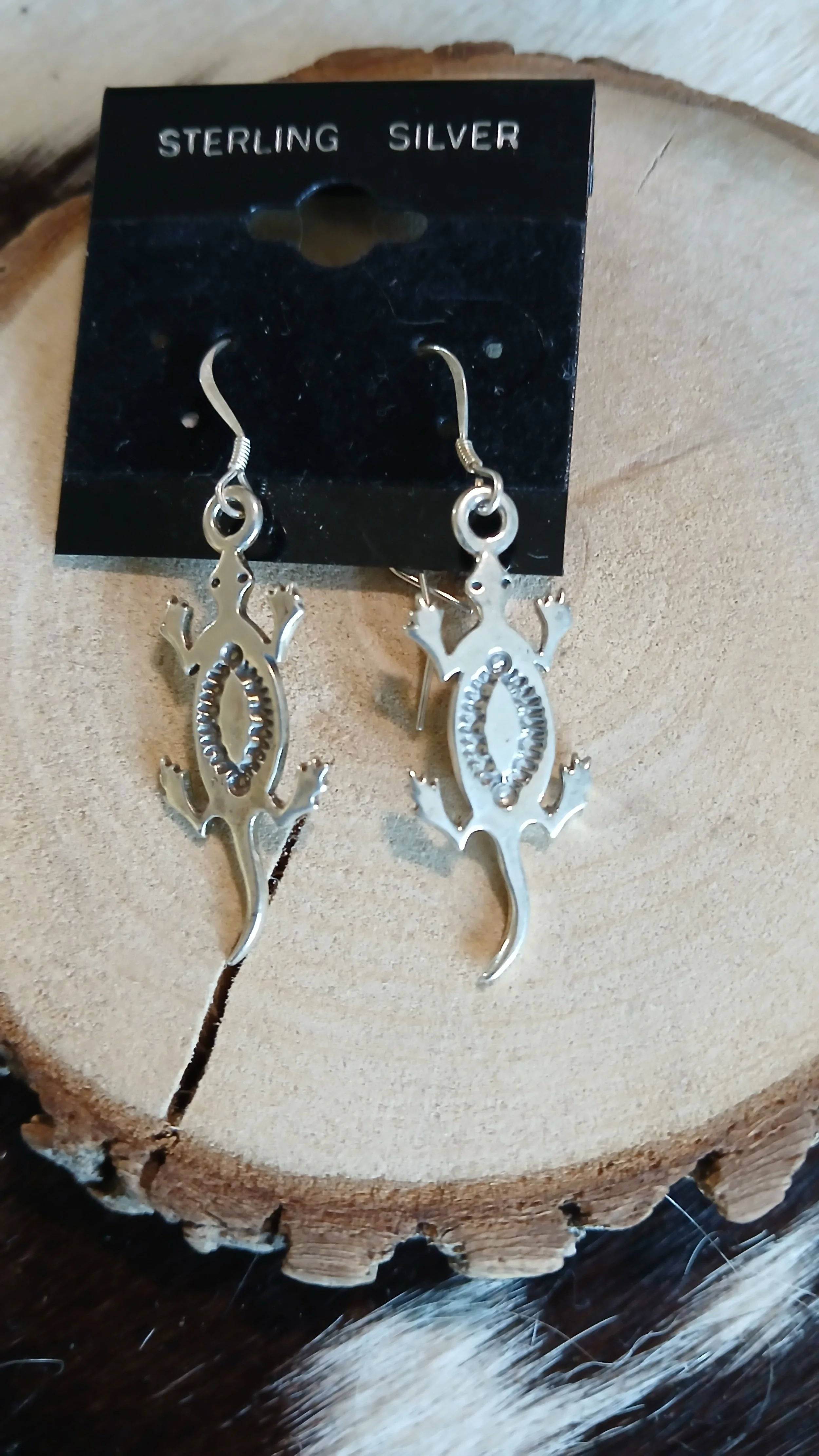 Sterling Embellished Lizard Earrings