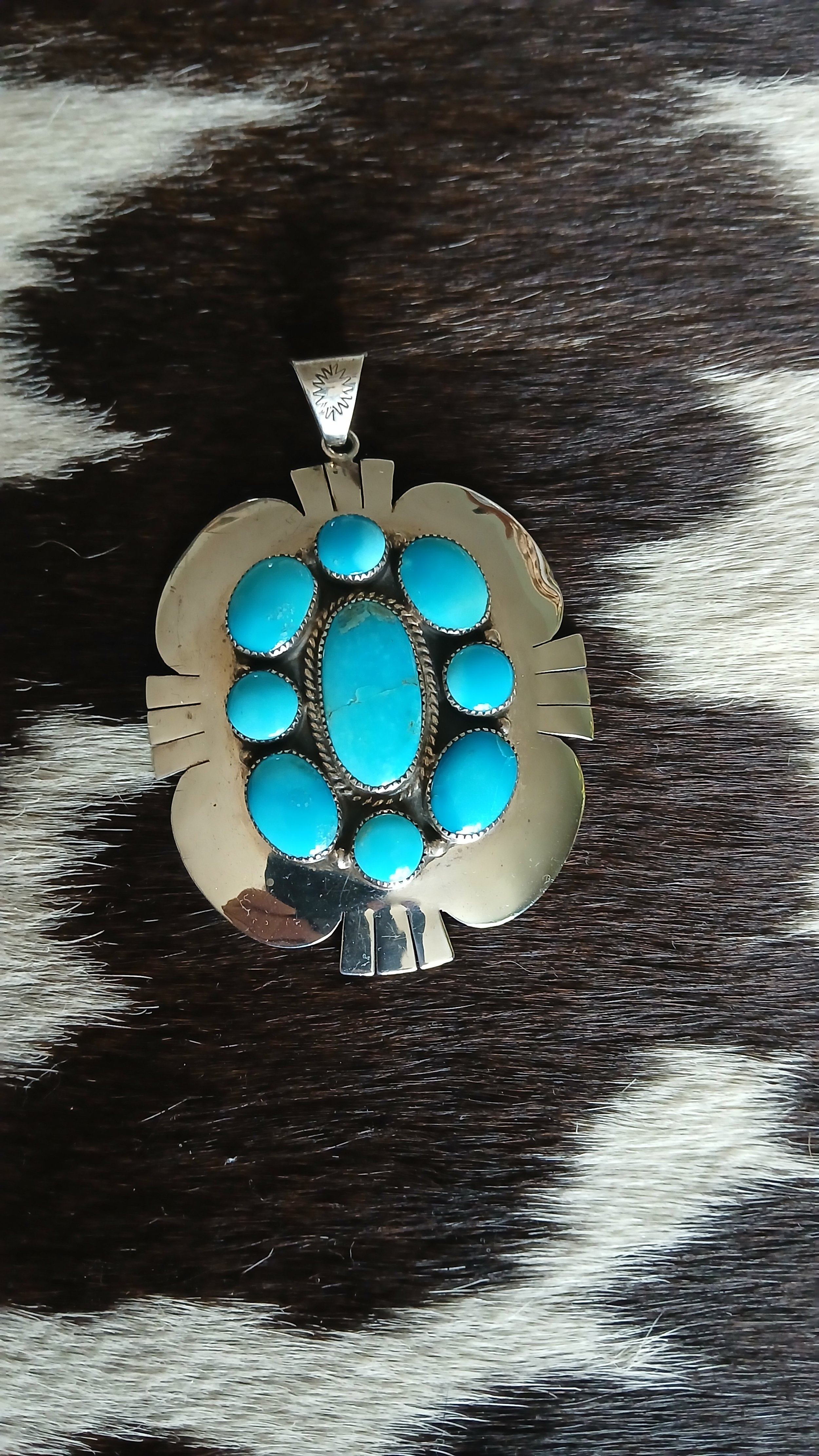 Beautiful Navajo Style Turquoise and Sterling Pendant