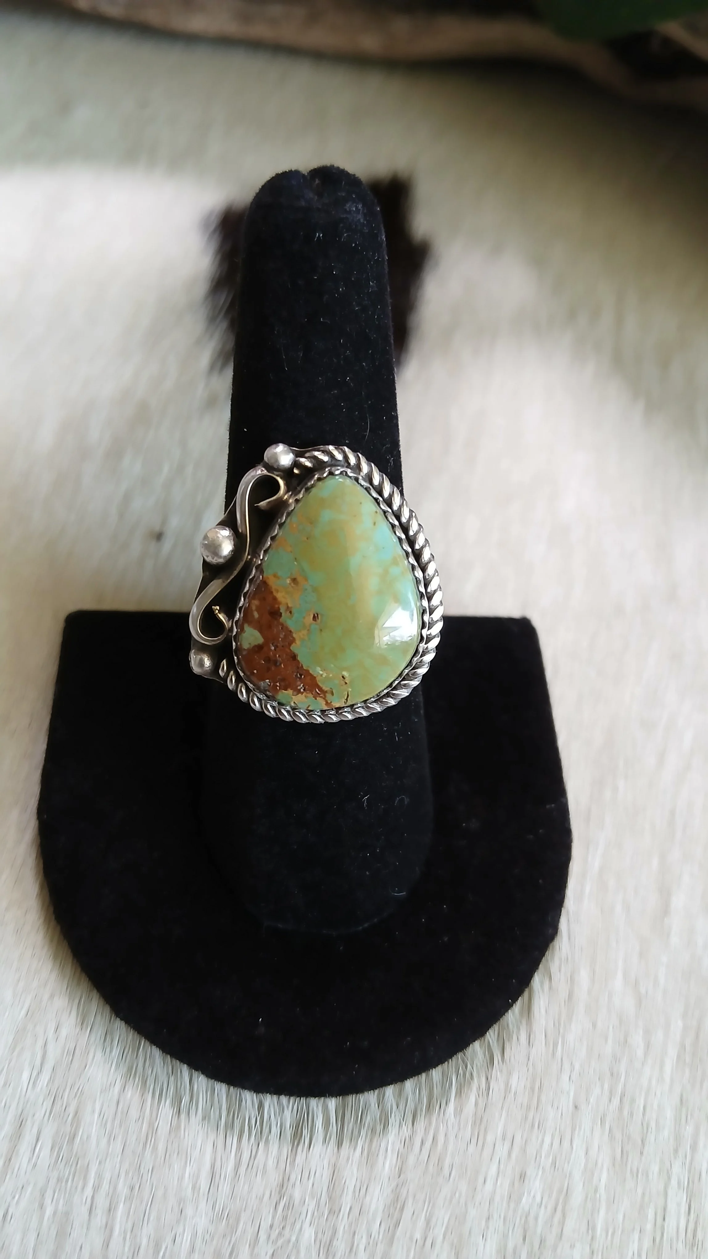 Lovely Roston Turquoise and Sterling Ring - Size 7.5