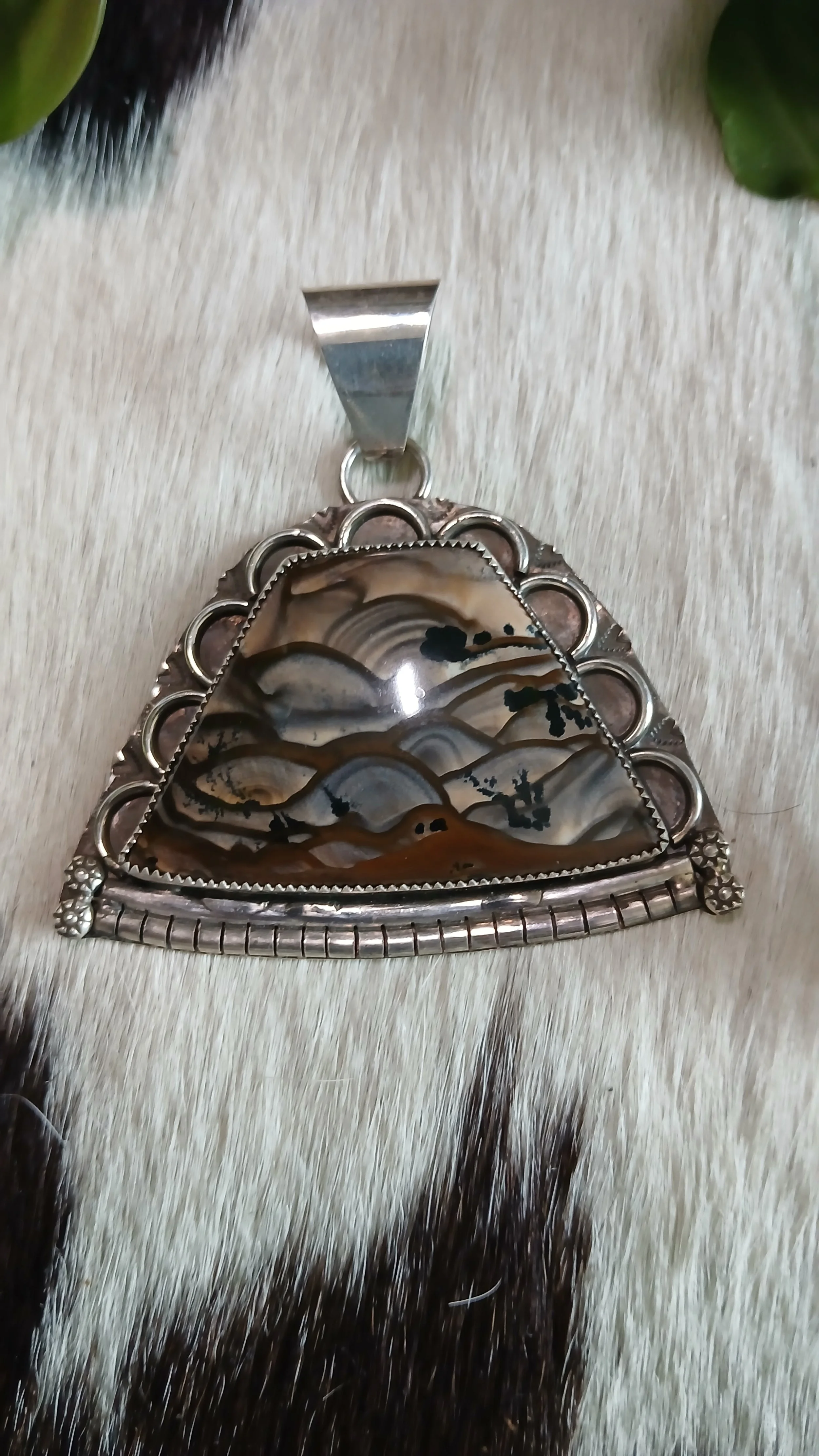 Spectacular Biggs Jasper and Sterling Pendant
