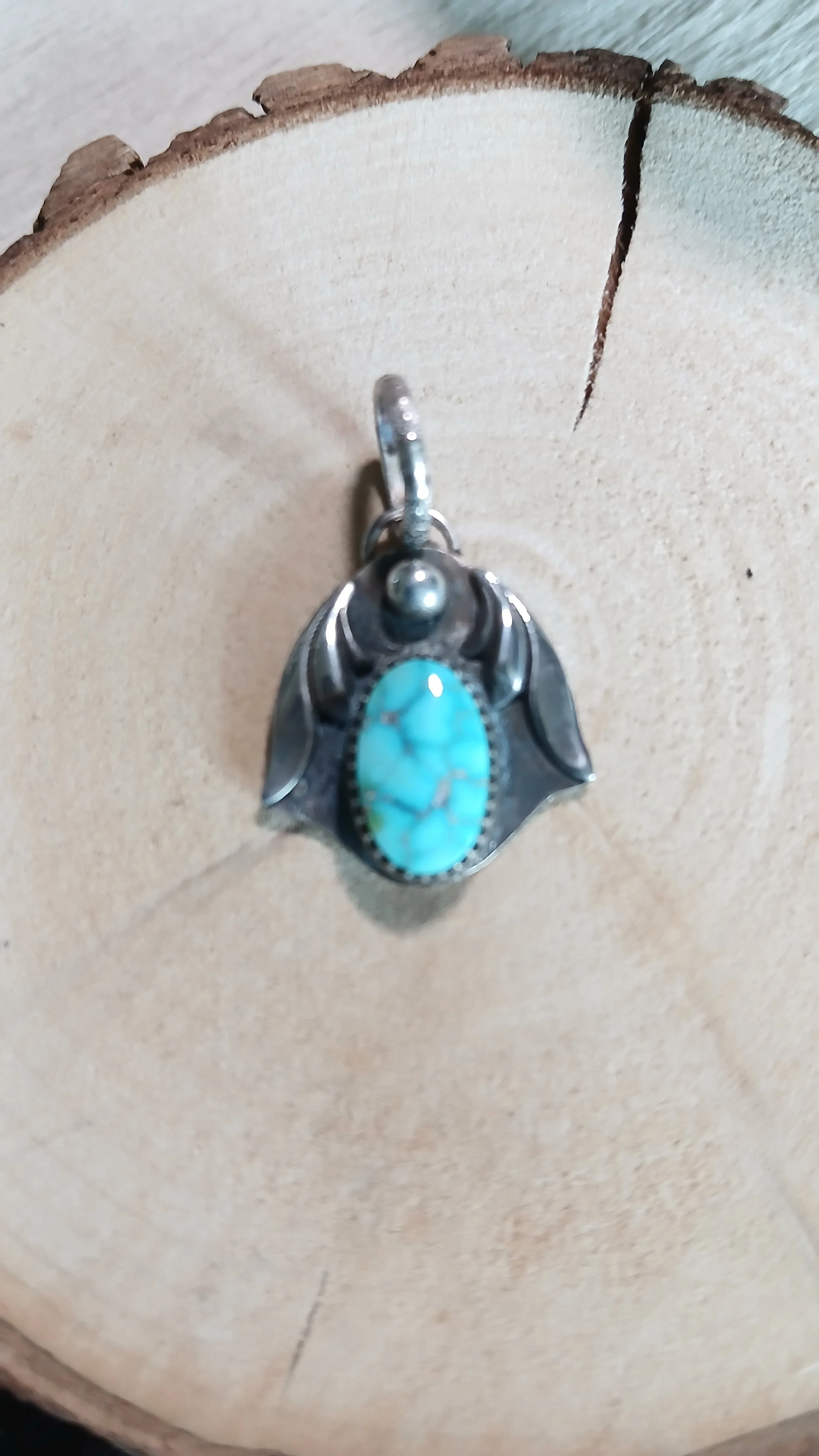 Pretty Kingman Turquoise and Sterling Pendant