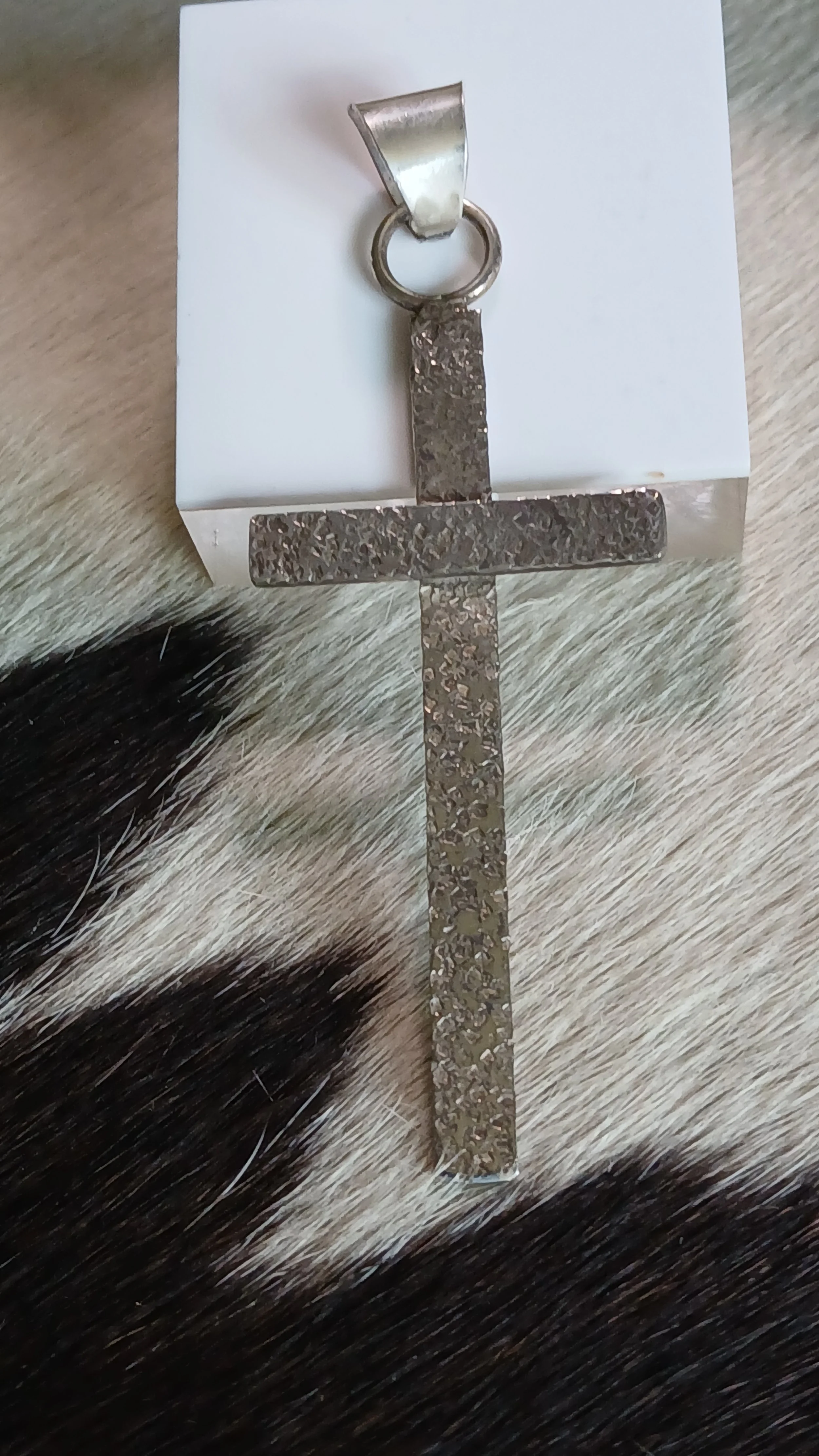 Textured Sterling Cross Pendant