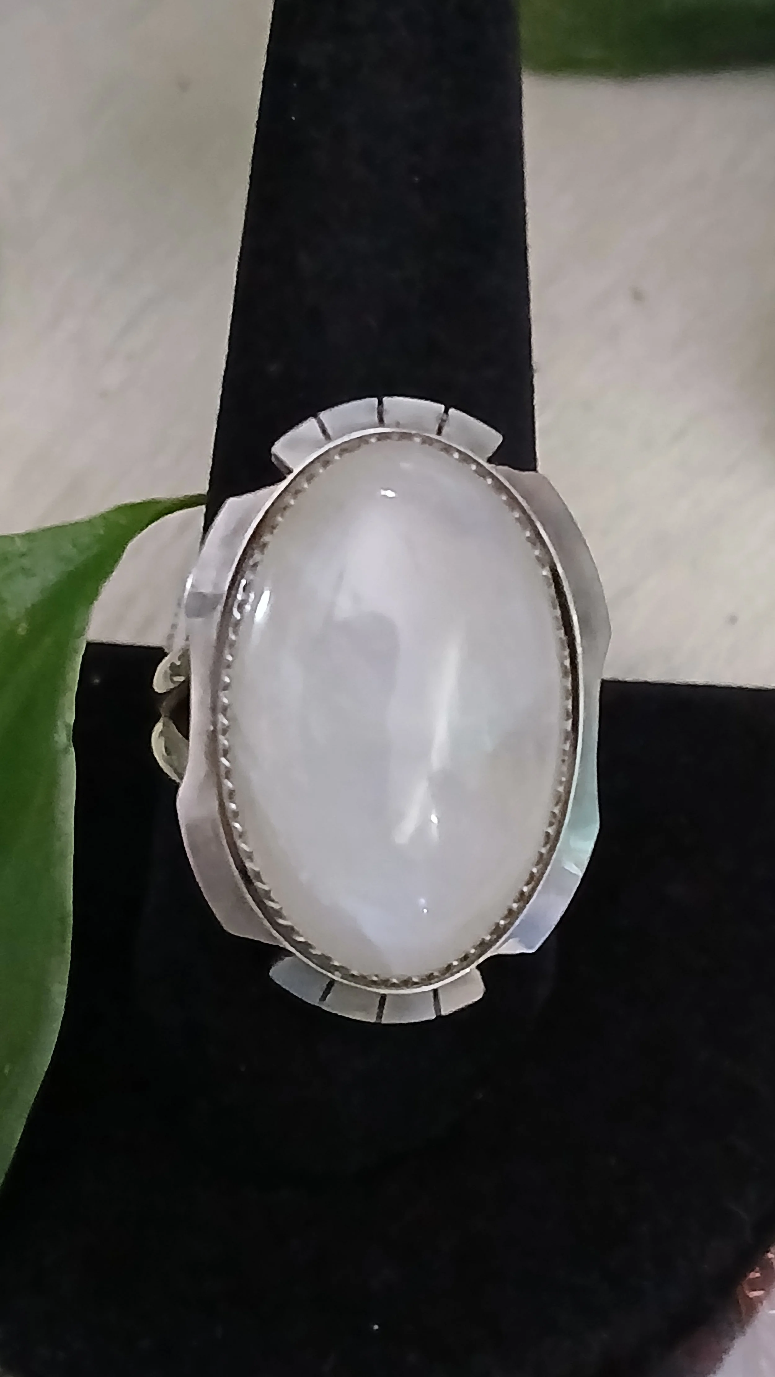 Enchanting Rainbow Moonstone and Sterling Ring - Size 9.5