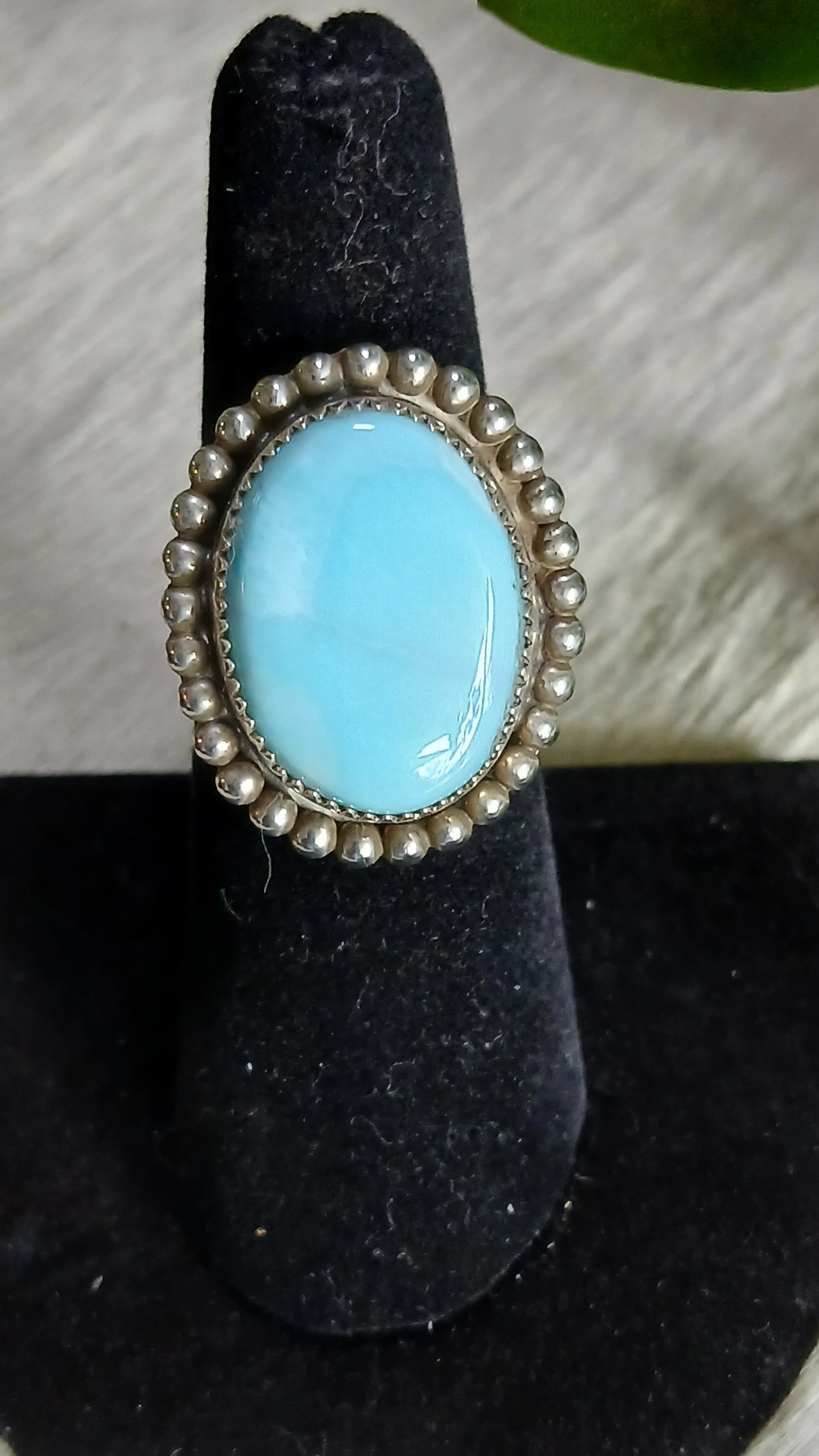 Pretty and Clear Larimar and Sterling Ring - Size 6