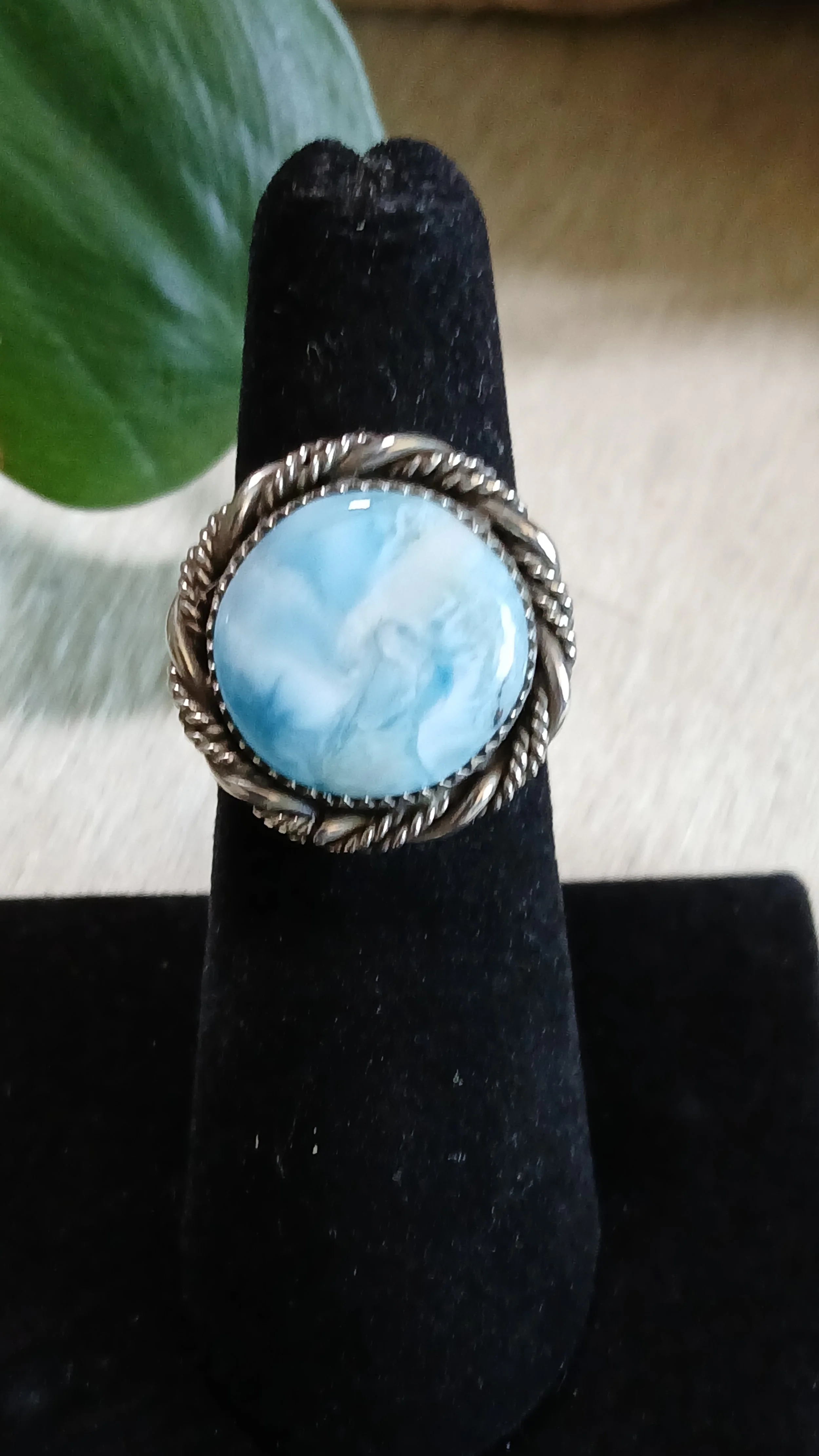 Lovely Larimar and Sterling Ring - Size 6.25