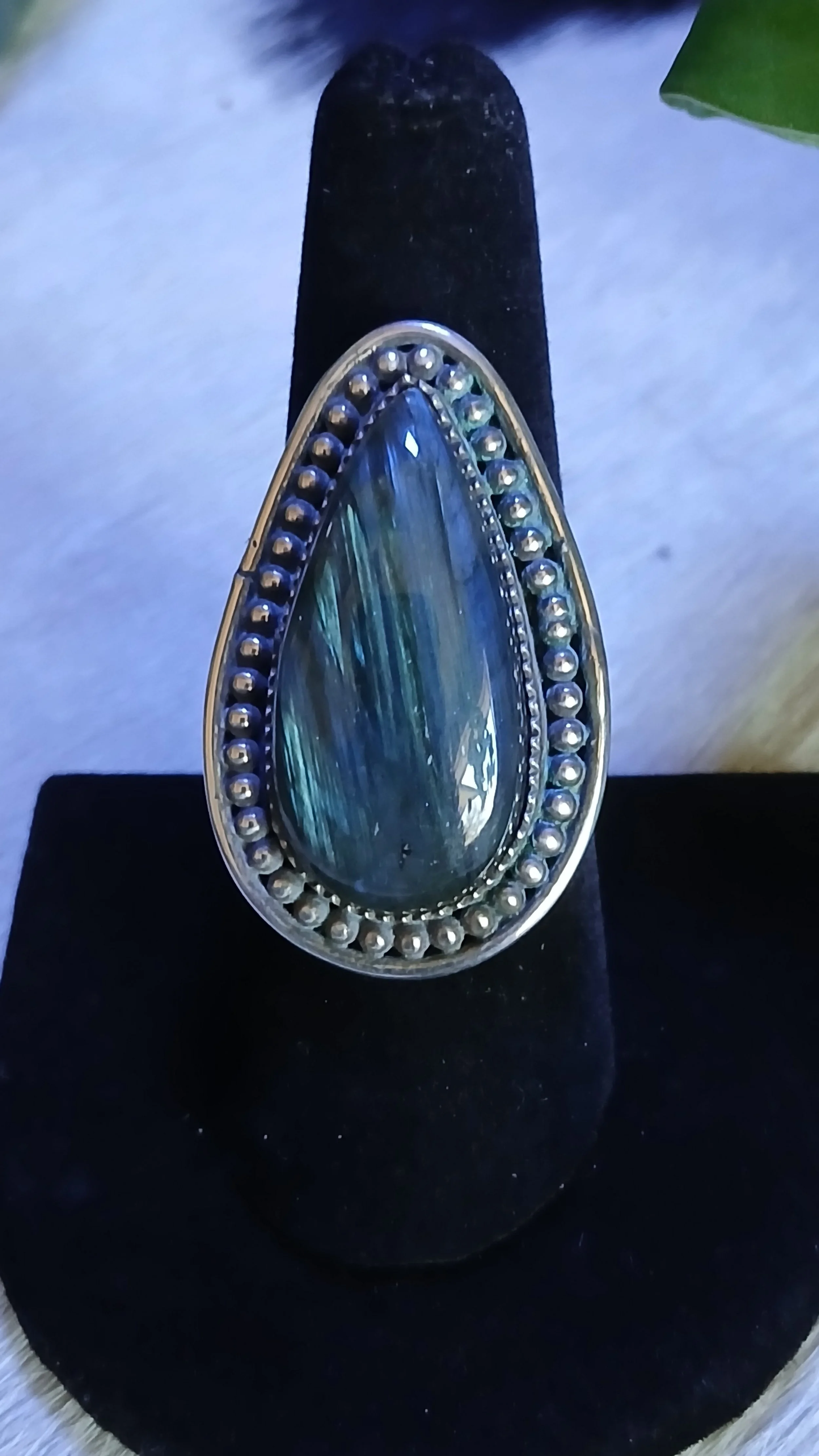 Flashy Laborite and Sterling Ring - Size 7+