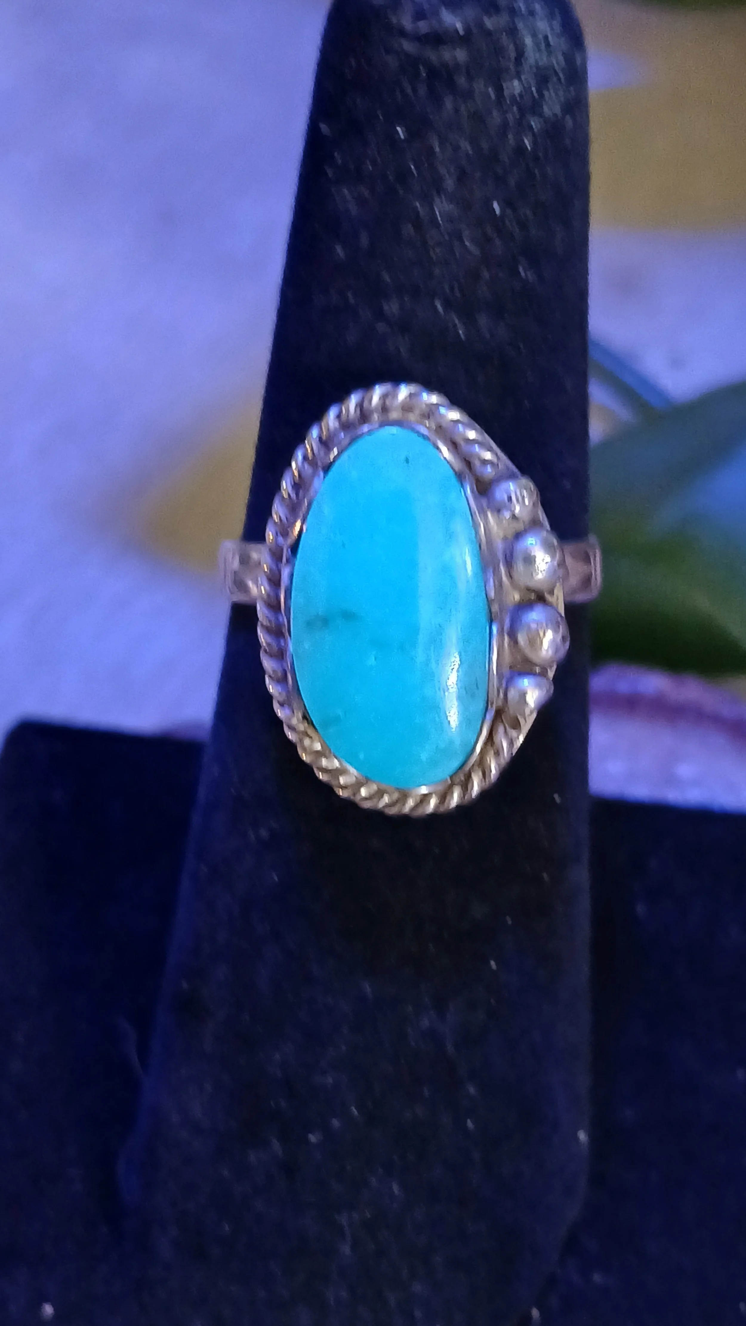 Pretty Kingman Turquoise and Sterling Ring - Size 6.5