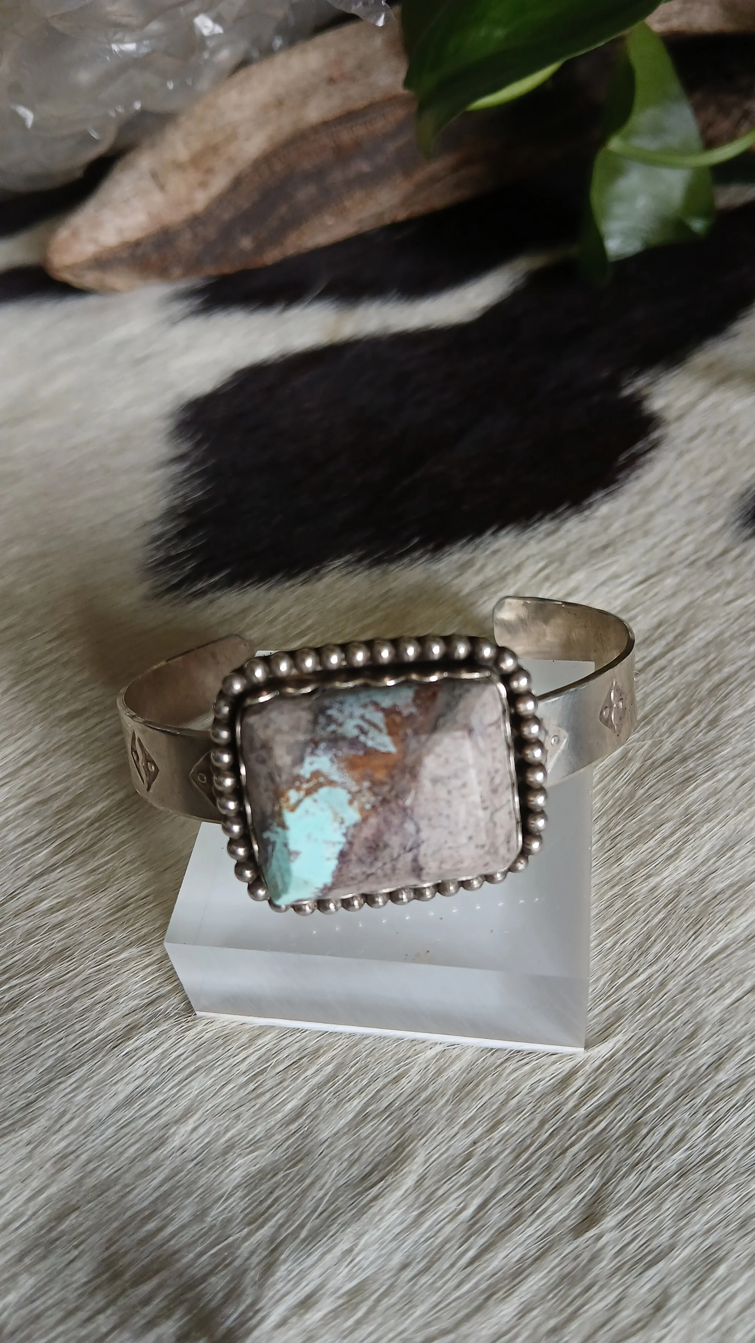 Beautiful Royston Ribbon Turquoise and Sterling Bracelet