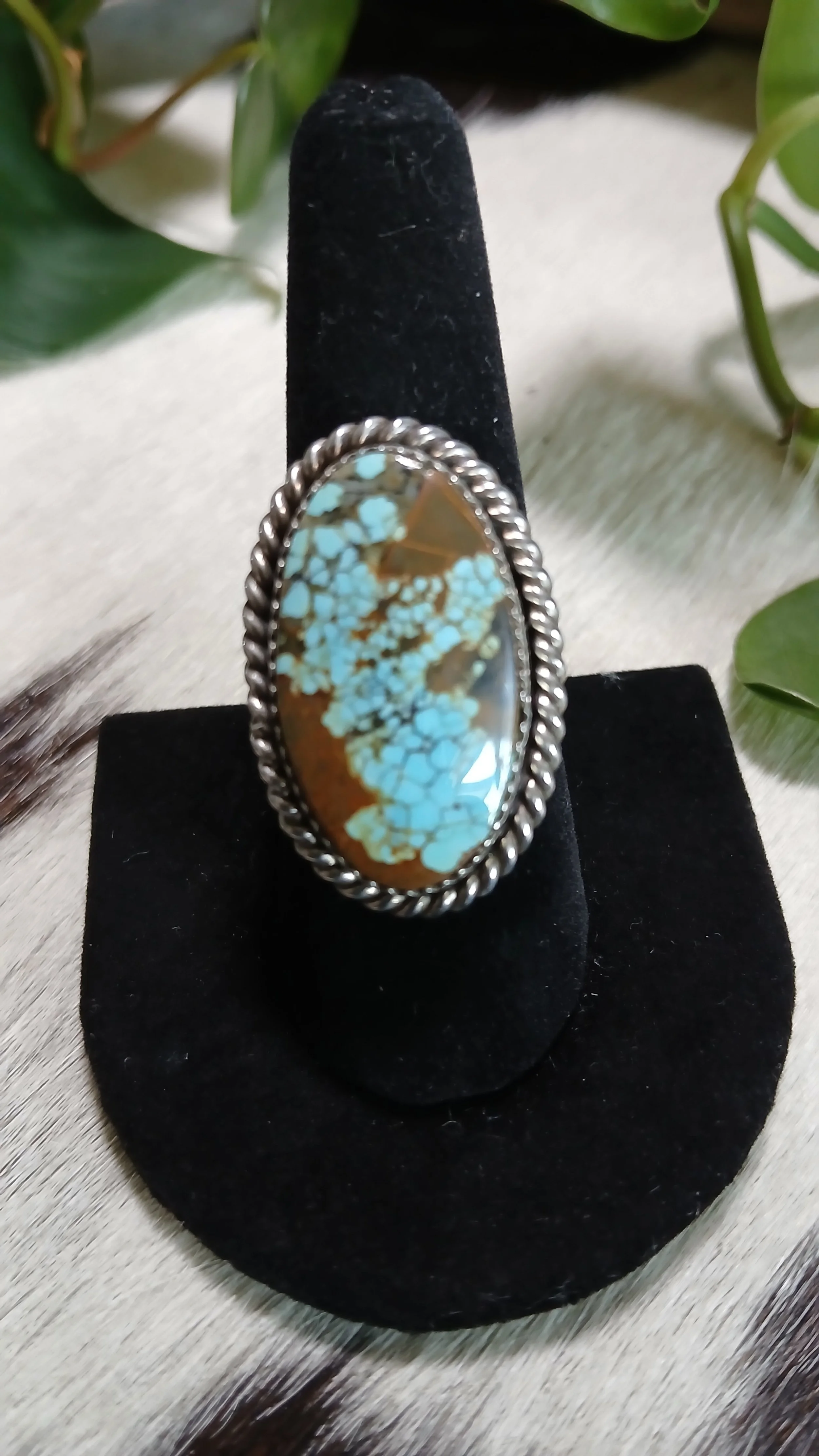 Lovely Mine #8 Turquoise and Sterling Ring - Size 9