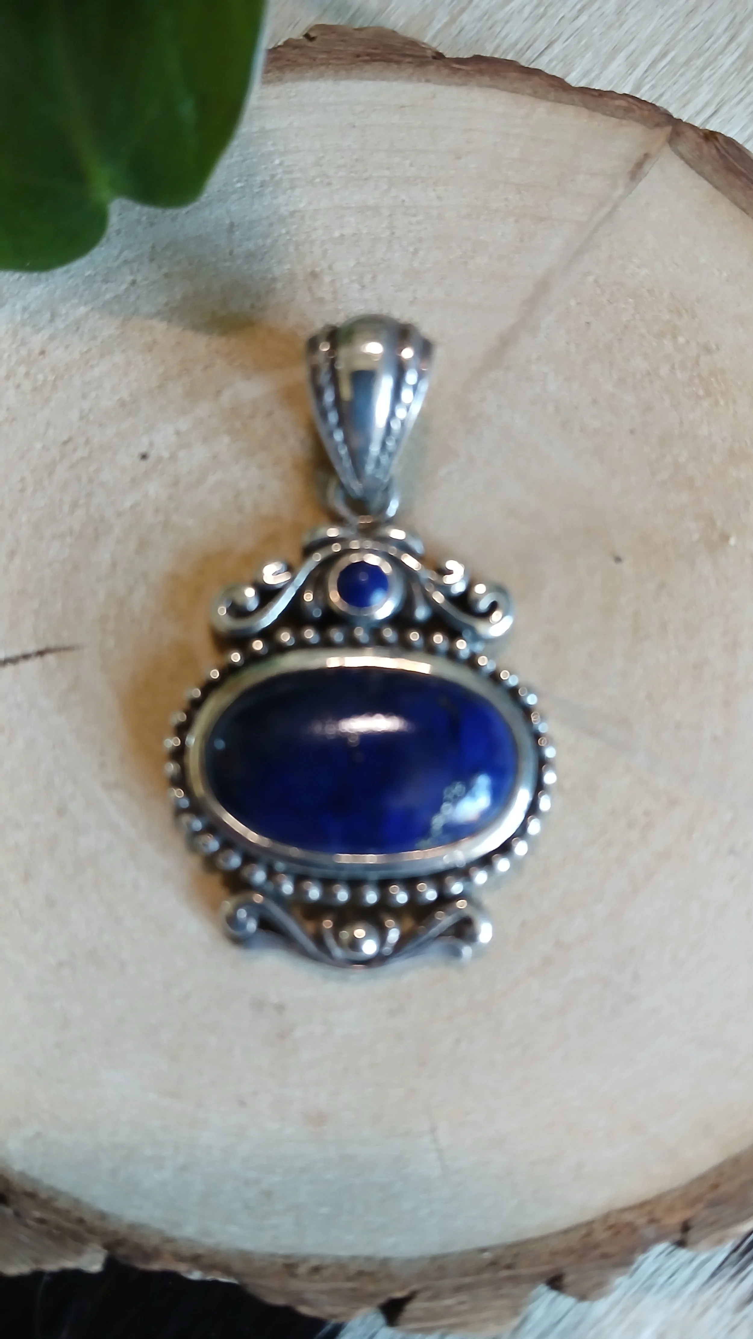 Elegant Lapis and Sterling Pendant