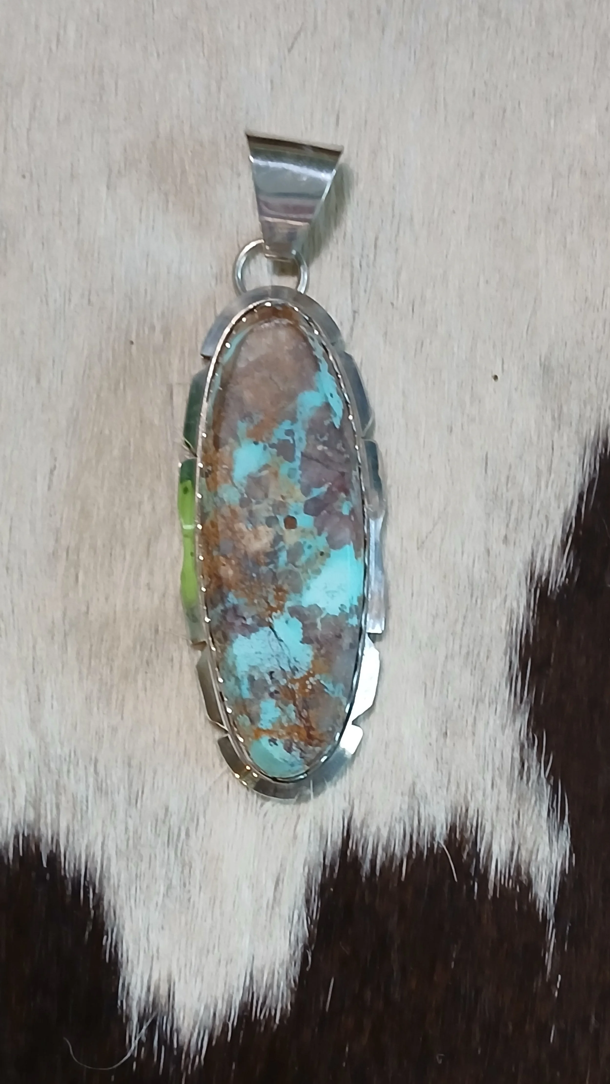 Gorgeous Royston Ribbon Turquoise and Sterling Silver Pendant