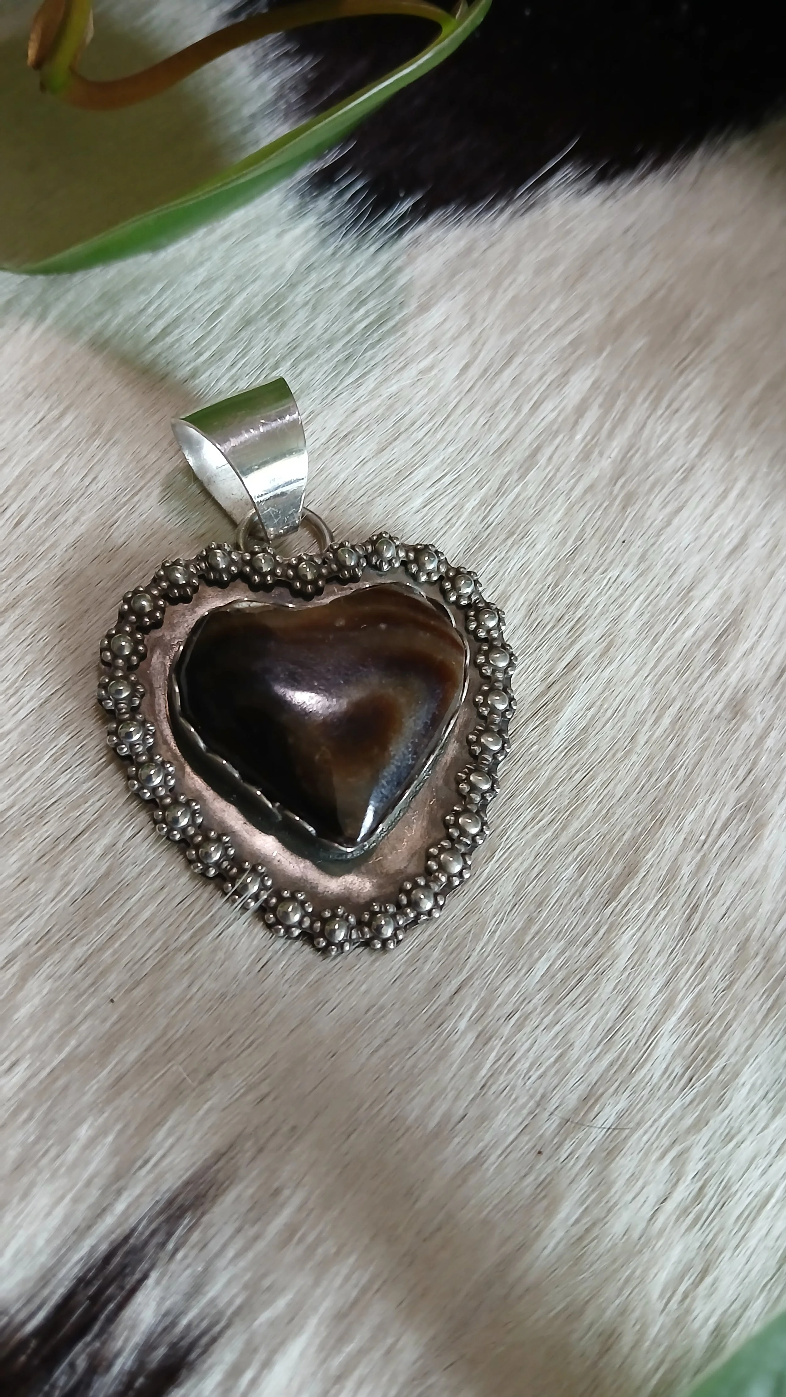 Rich Chocolate Calcite Heart Pendant