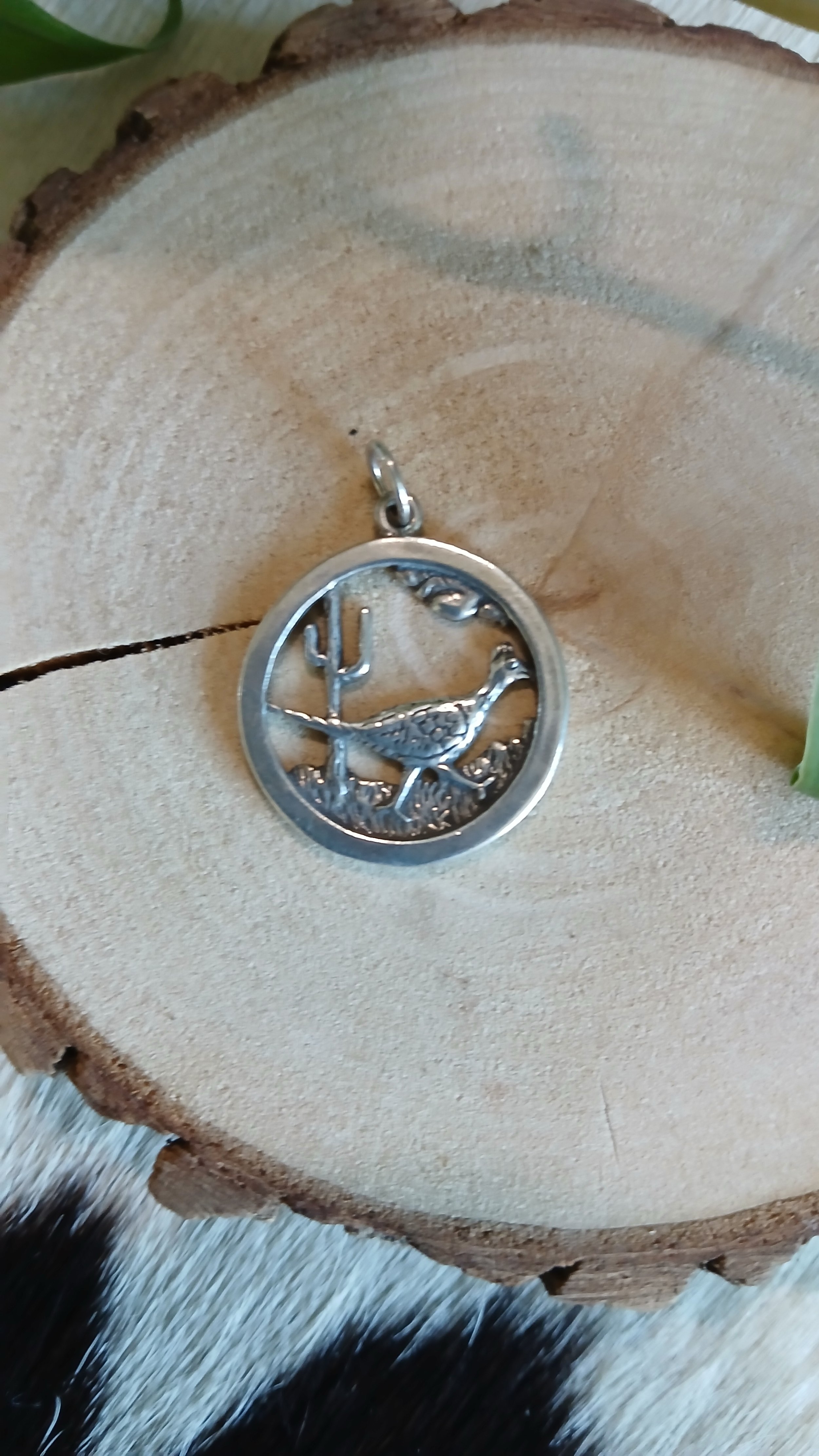 Sterling Road Runner in the Dessert Pendant