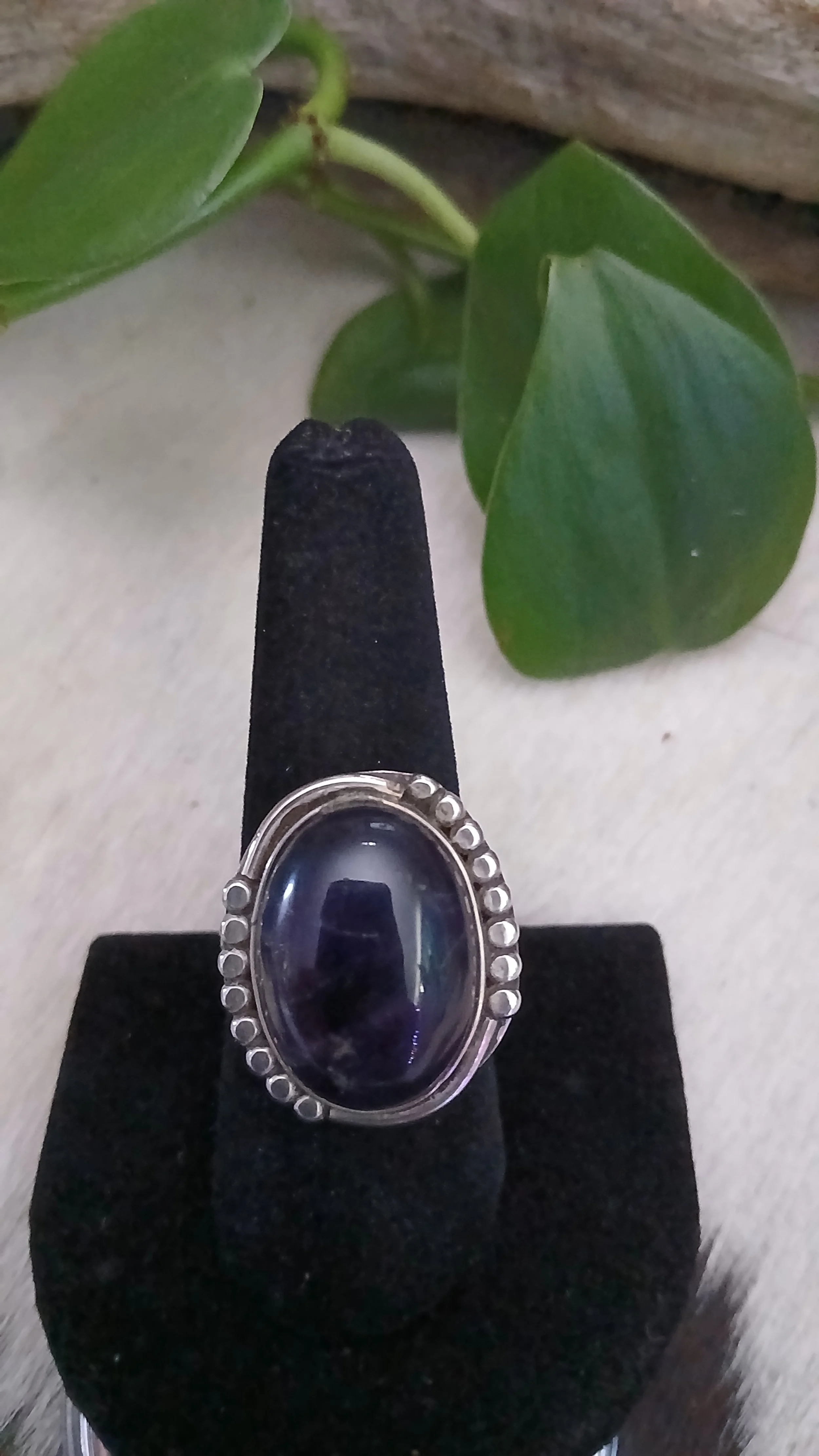 Deep Purple Amethyst and Sterling Ring - Size 9