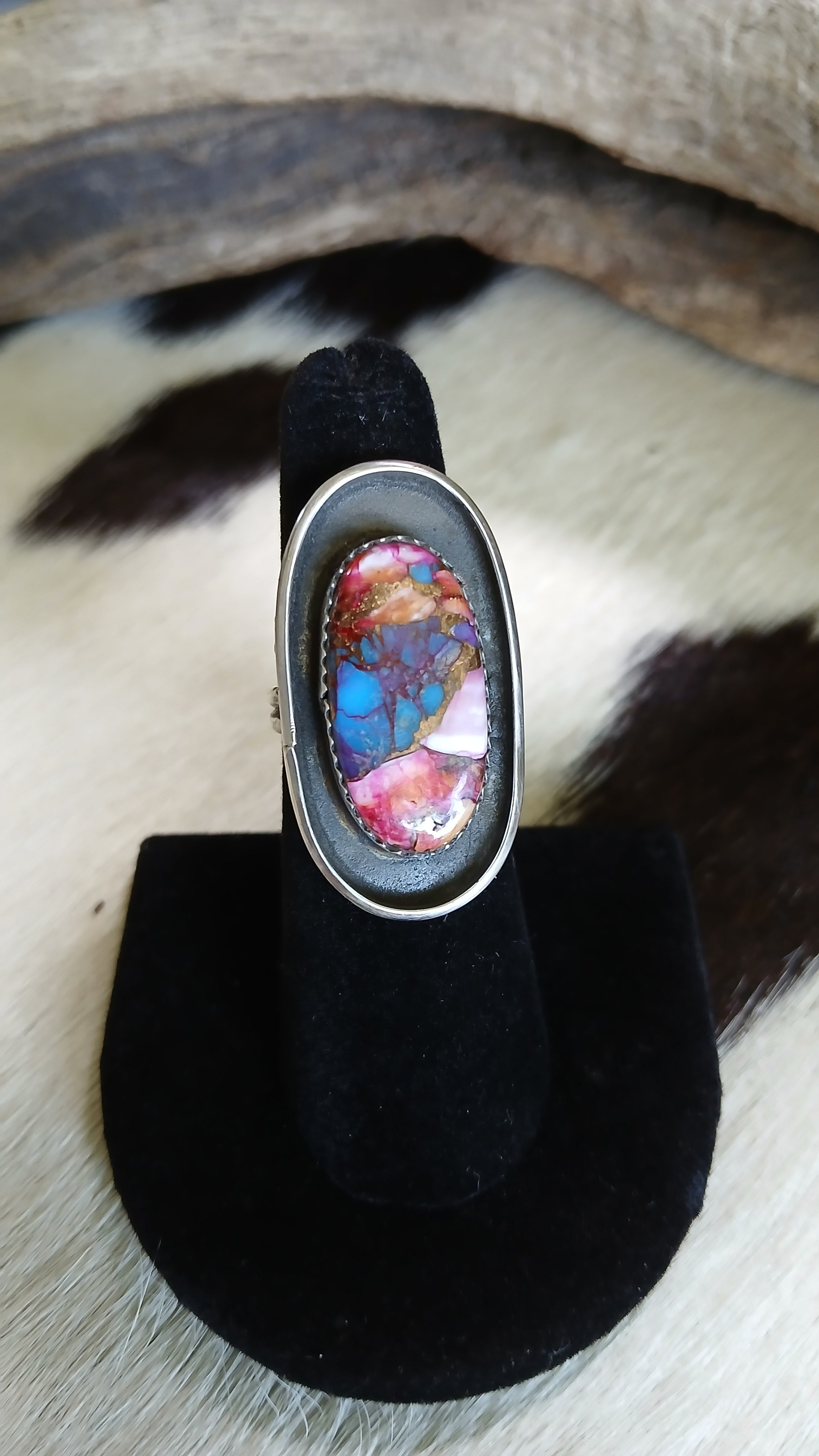 Unique Spiny, Sterling and Copper Ring - Size 6.5