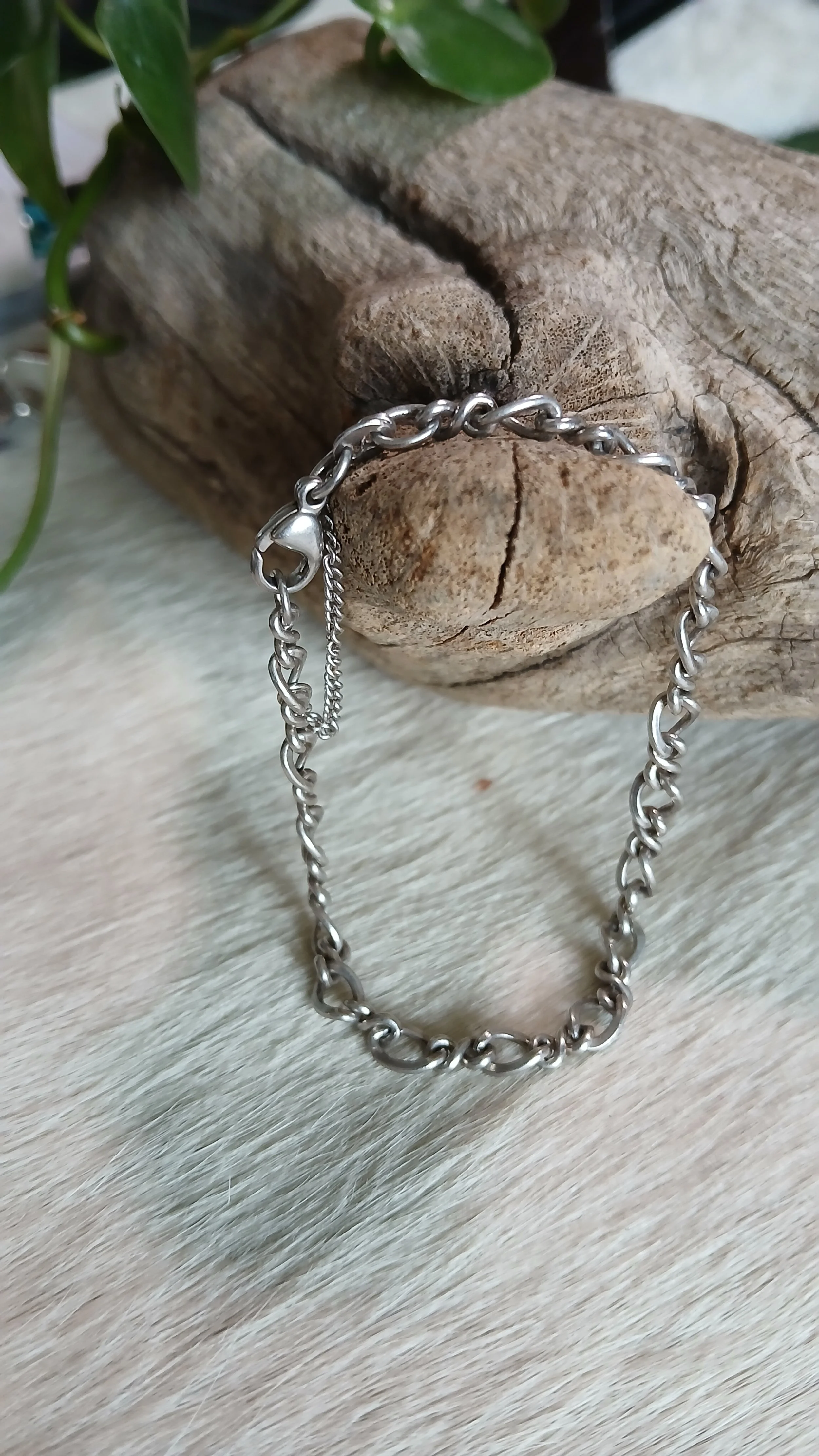 Sterling Chain Bracelet with Safety Chain 7.5 "