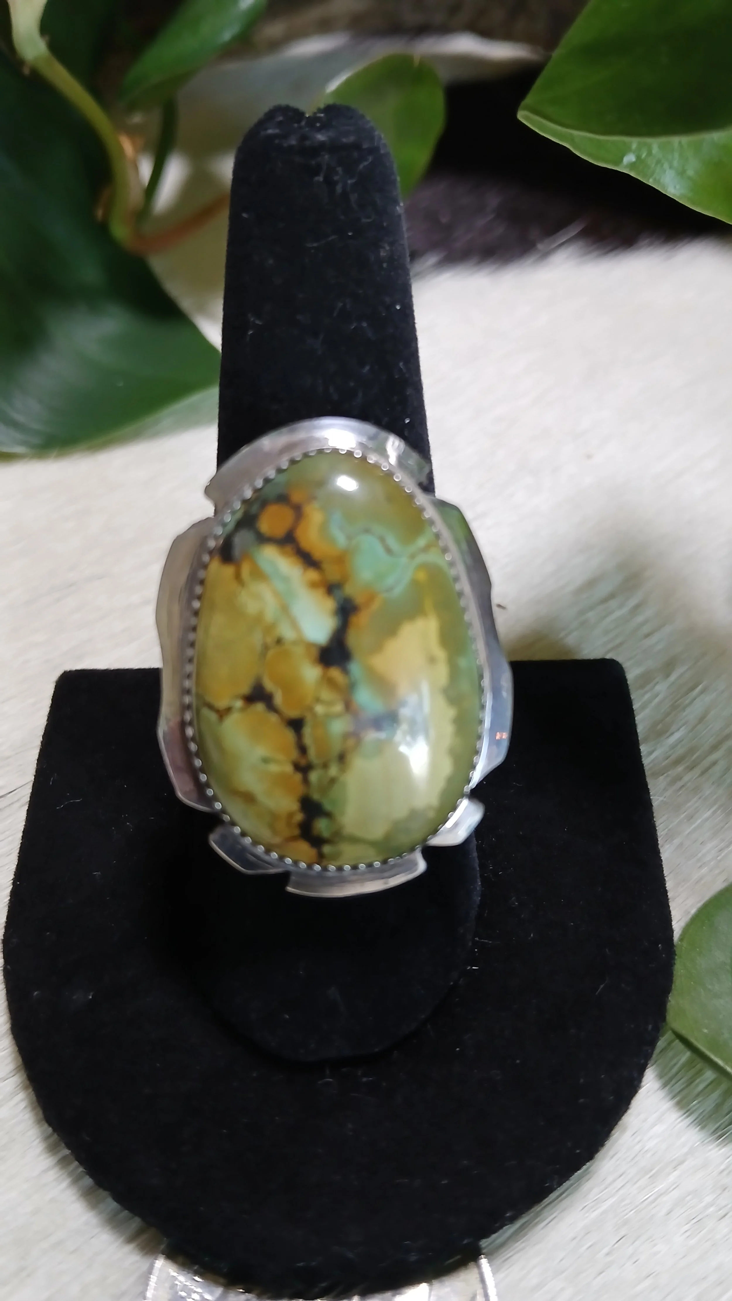 Terrific Tibetan Turquoise and Sterling Ring - Size 9.5