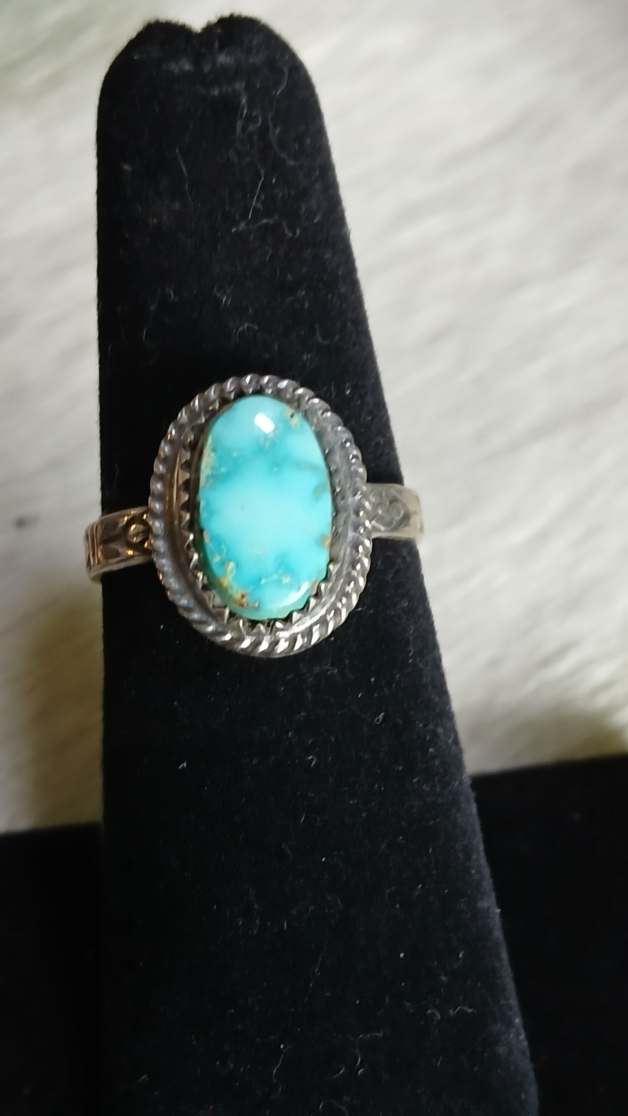 Pretty Turquoise and Sterling Ring - Size 6.25