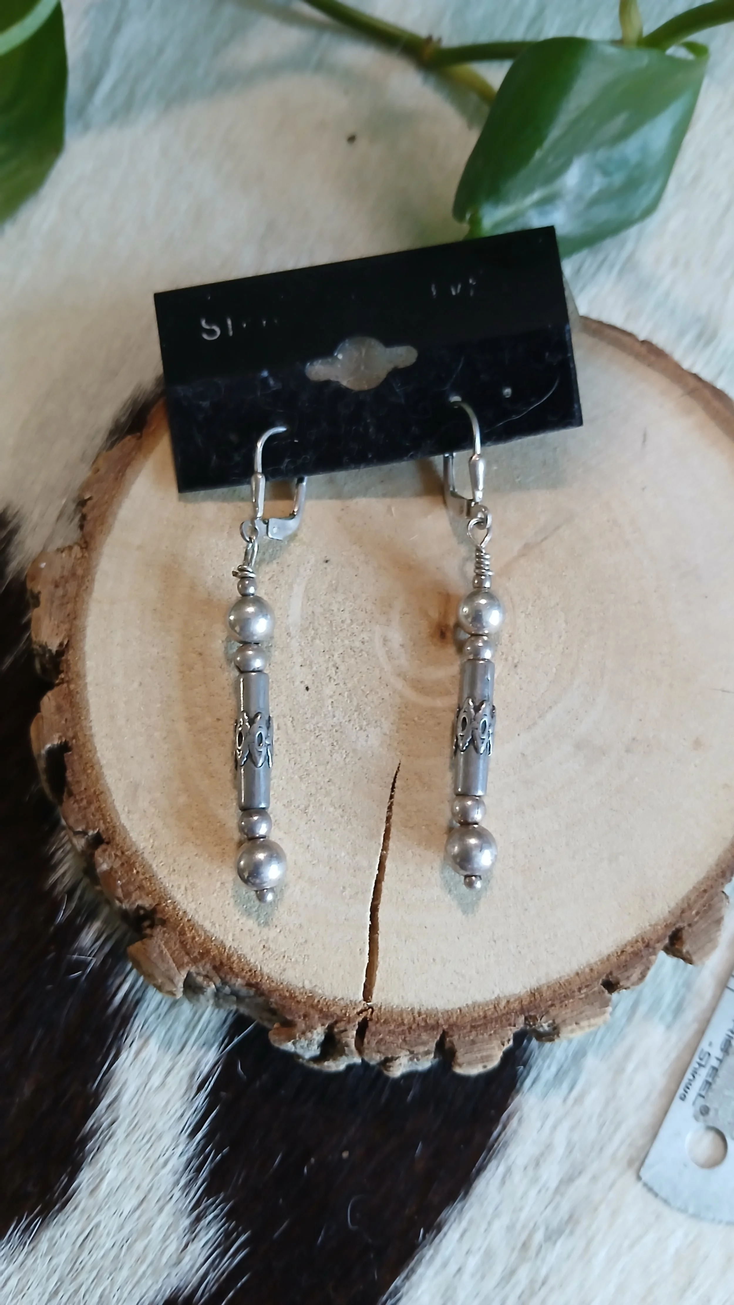 Sterling Tube with Filagree Design Earrings
