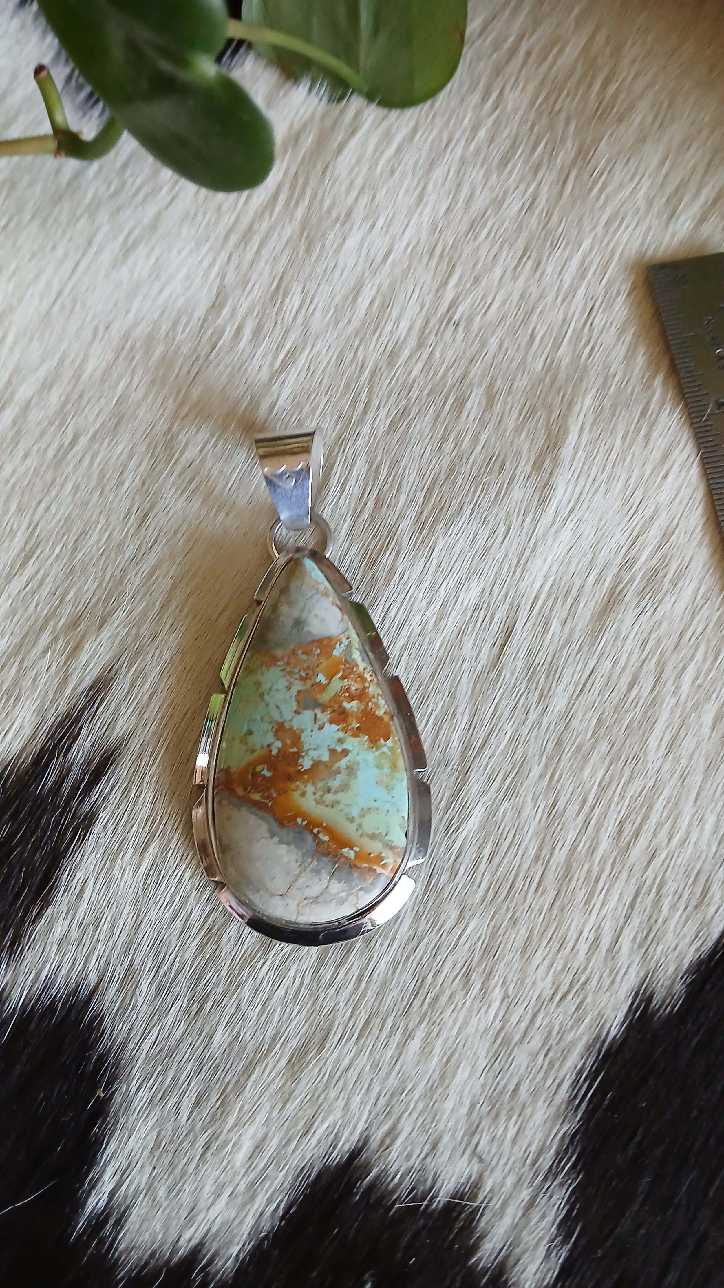 Beautiful Royston Ribbon Turquoise and Sterling Pendant