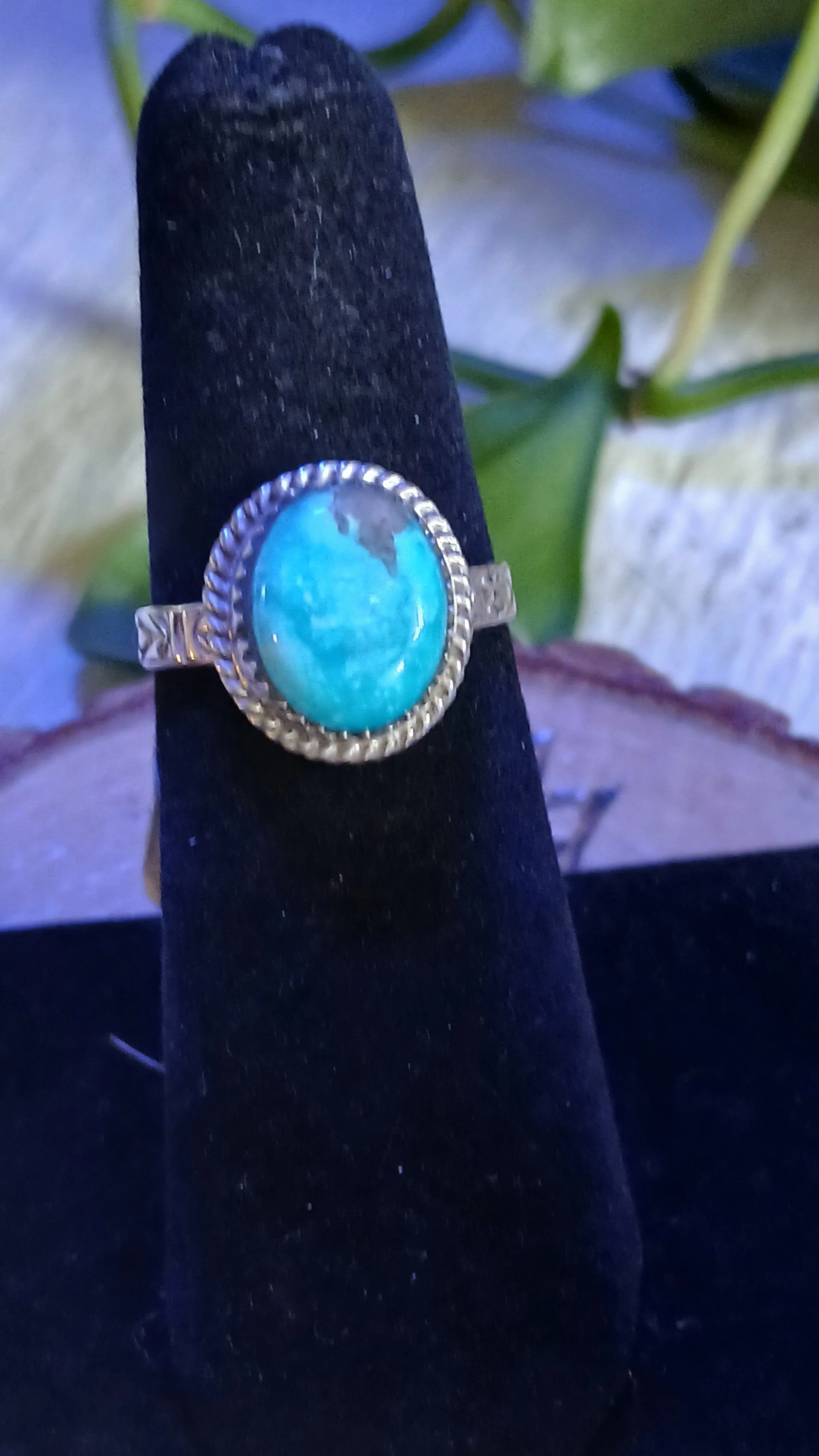Pretty and Petite Turquoise and Sterling Ring - Size 5.5
