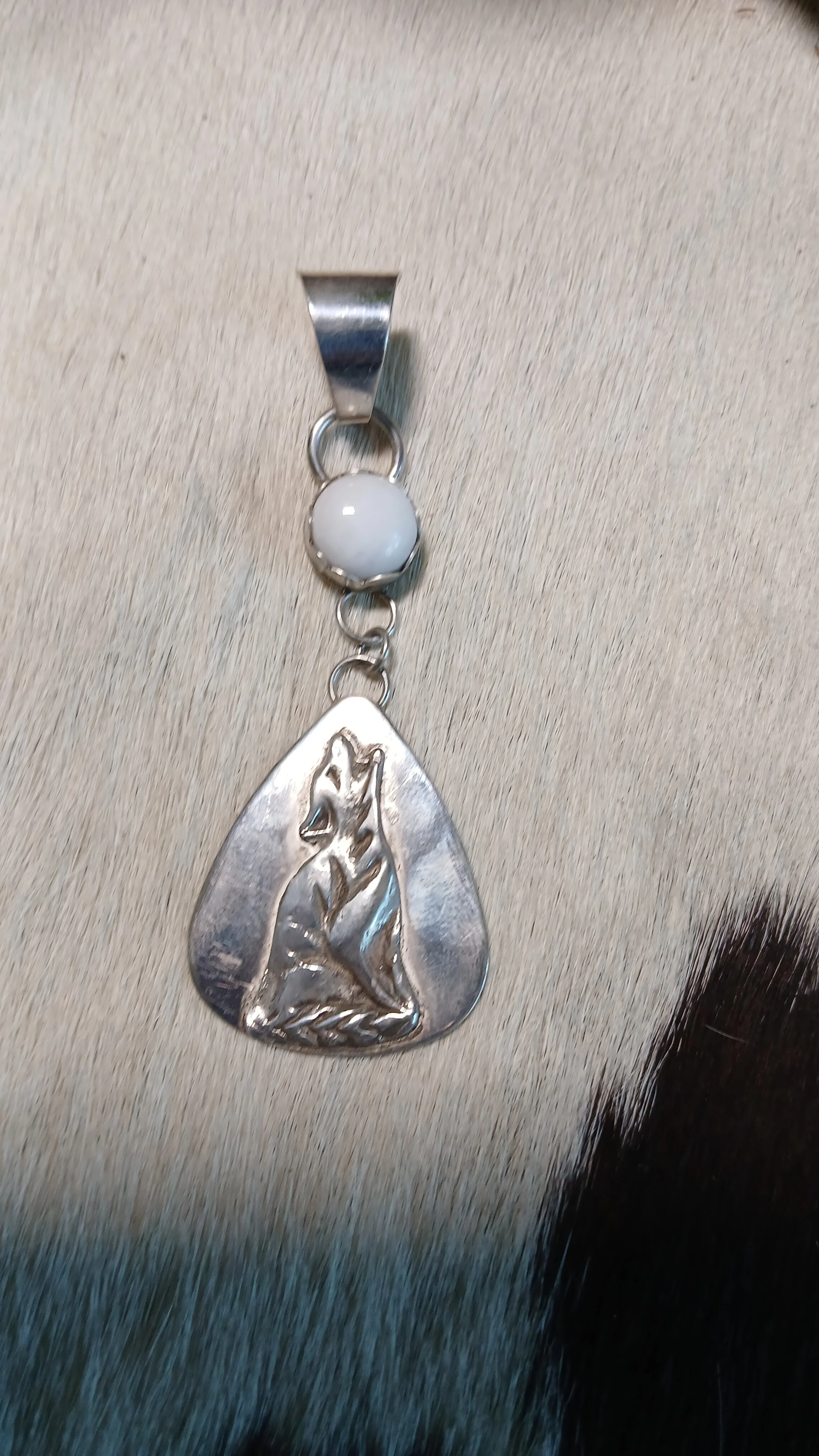 Wolf Howling at the Moon Guitar Pick Pendant