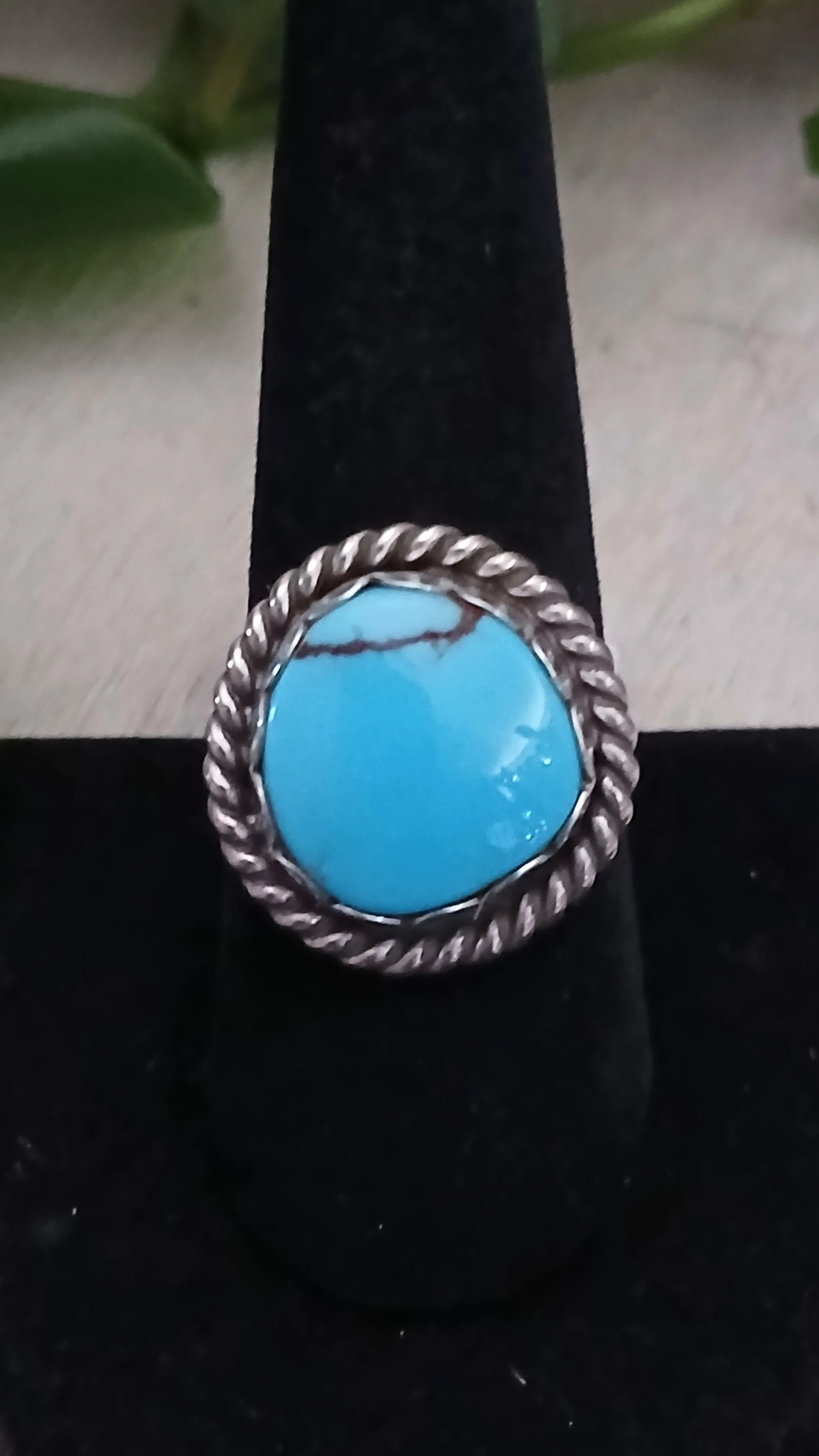 Pretty Egyptian Turquoise and Sterling Ring - Size 9