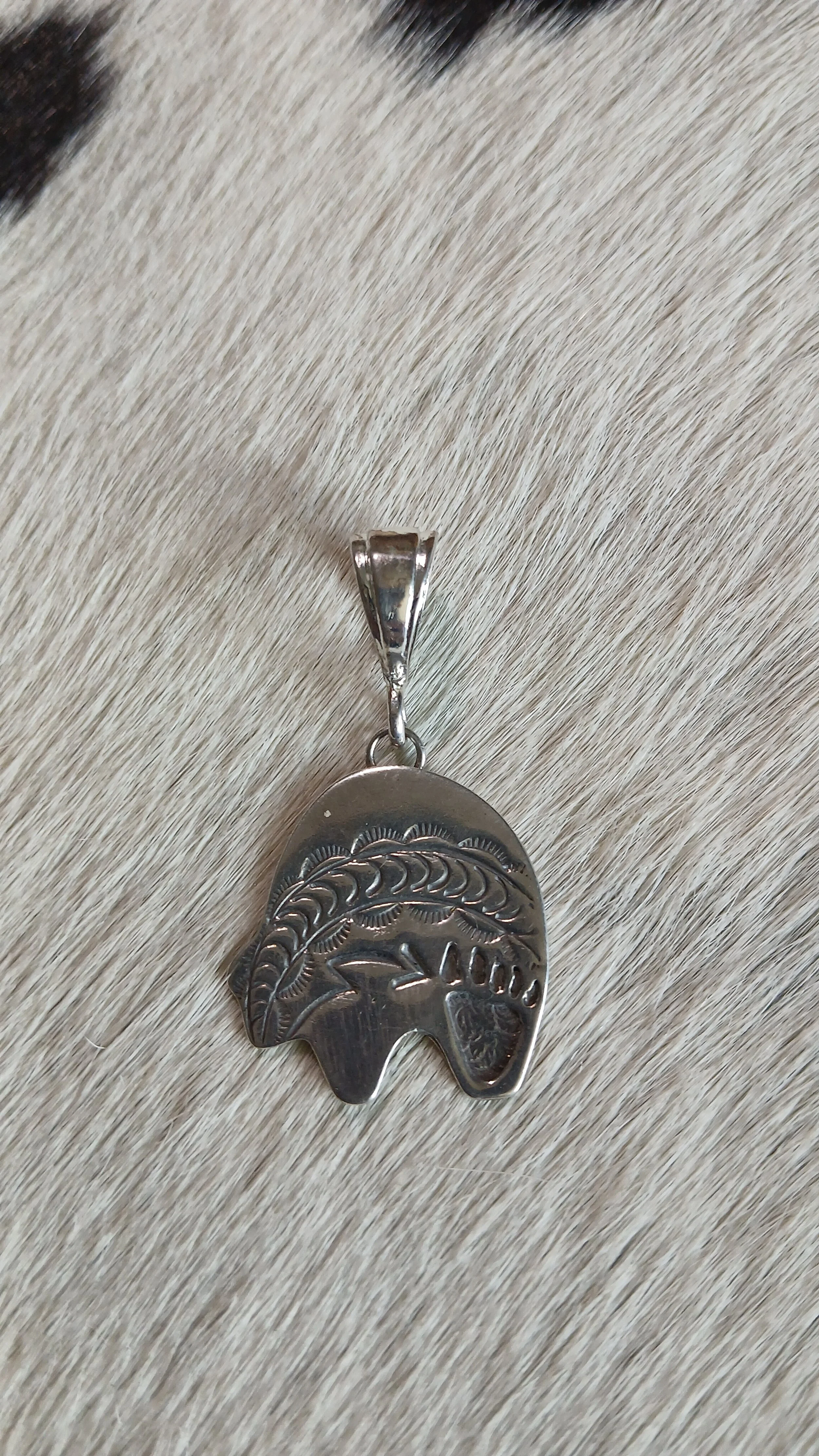 Sterling Native American Bear Pendant