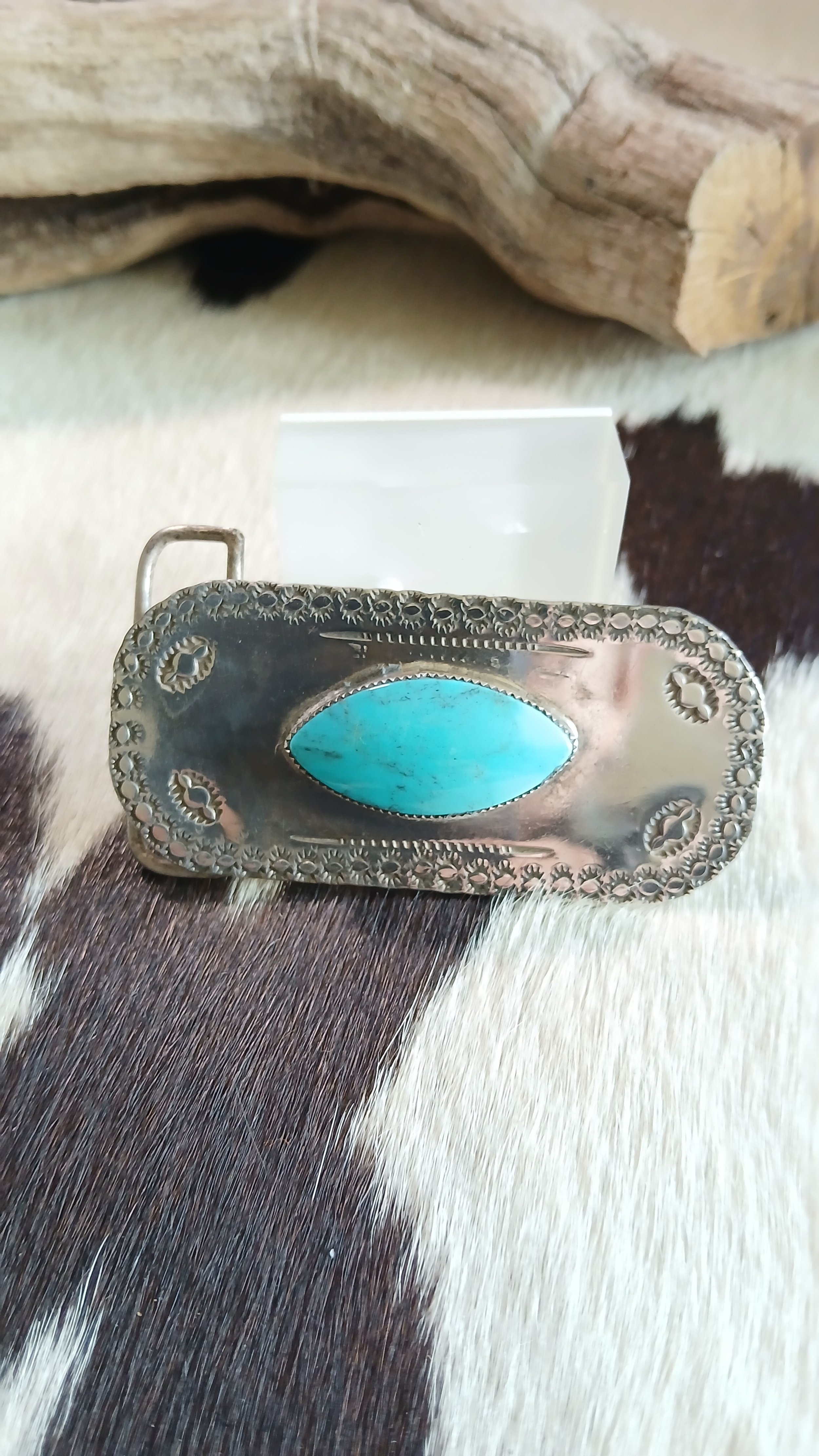 Sassy Kingman Turquoise and Sterling Belt Buckle