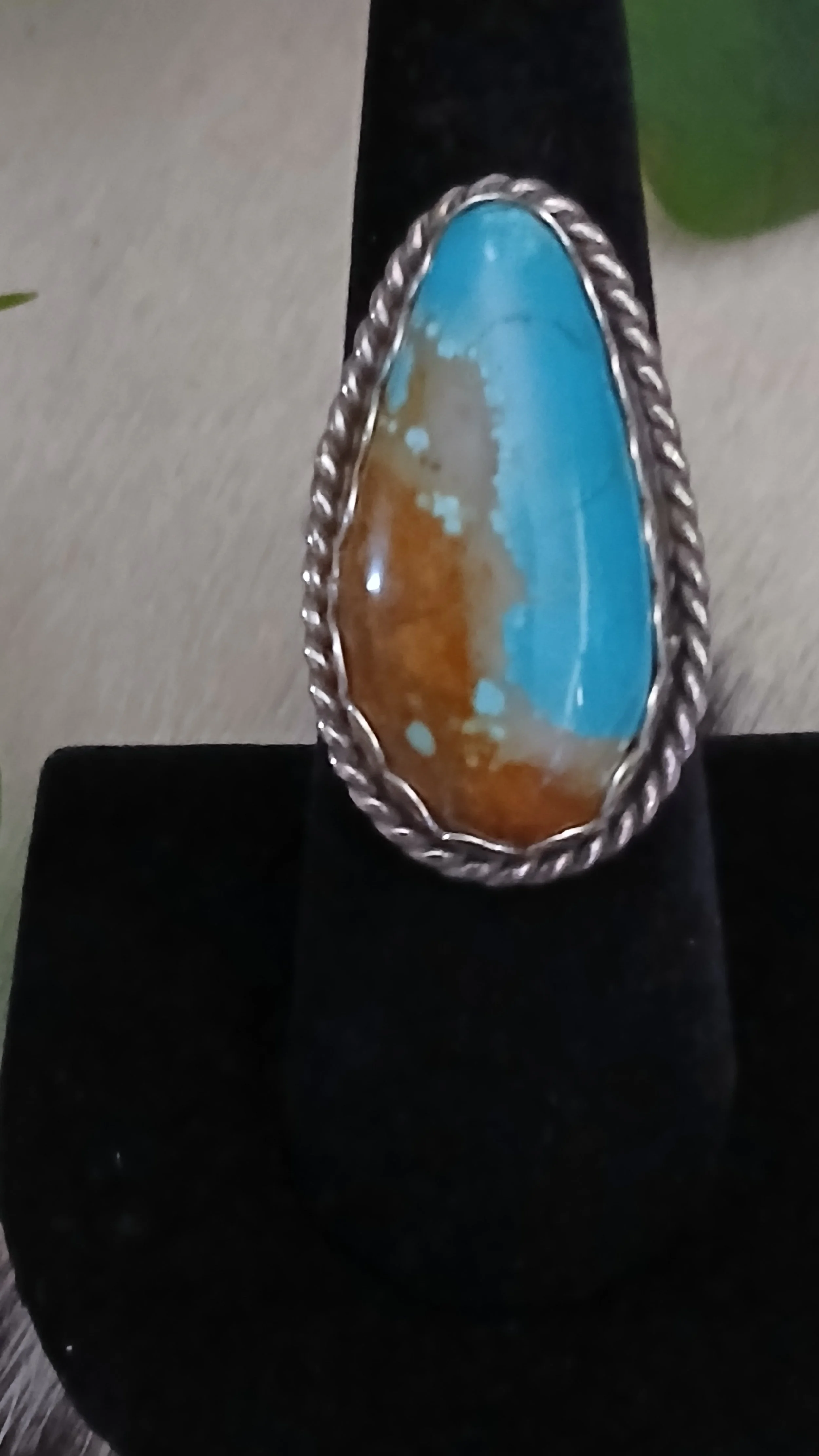 Fabulous #8 Mine Turquoise and Sterling Ring - Size 8.25