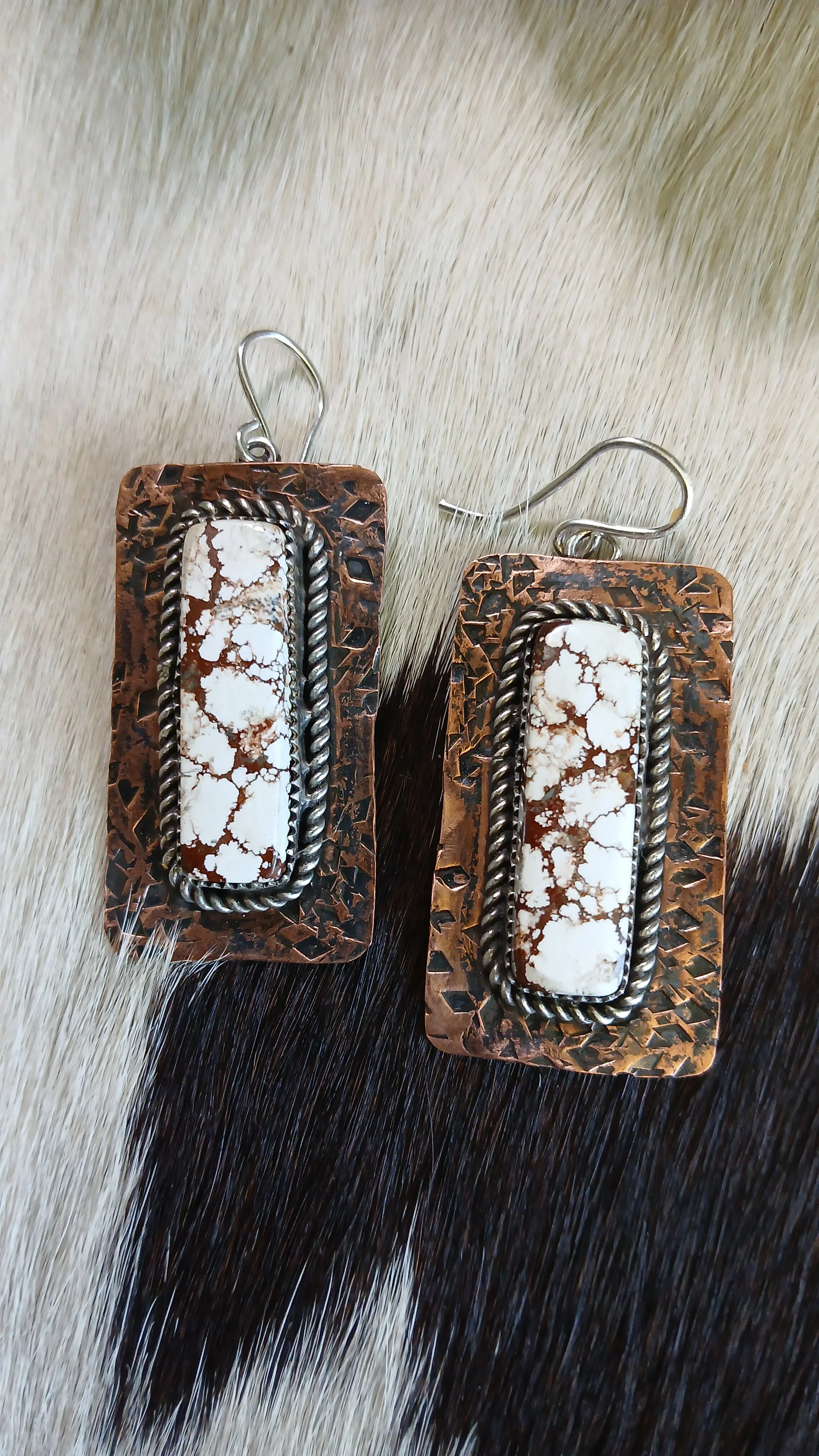 Bold Wild Horse, Sterling and Copper Earrings