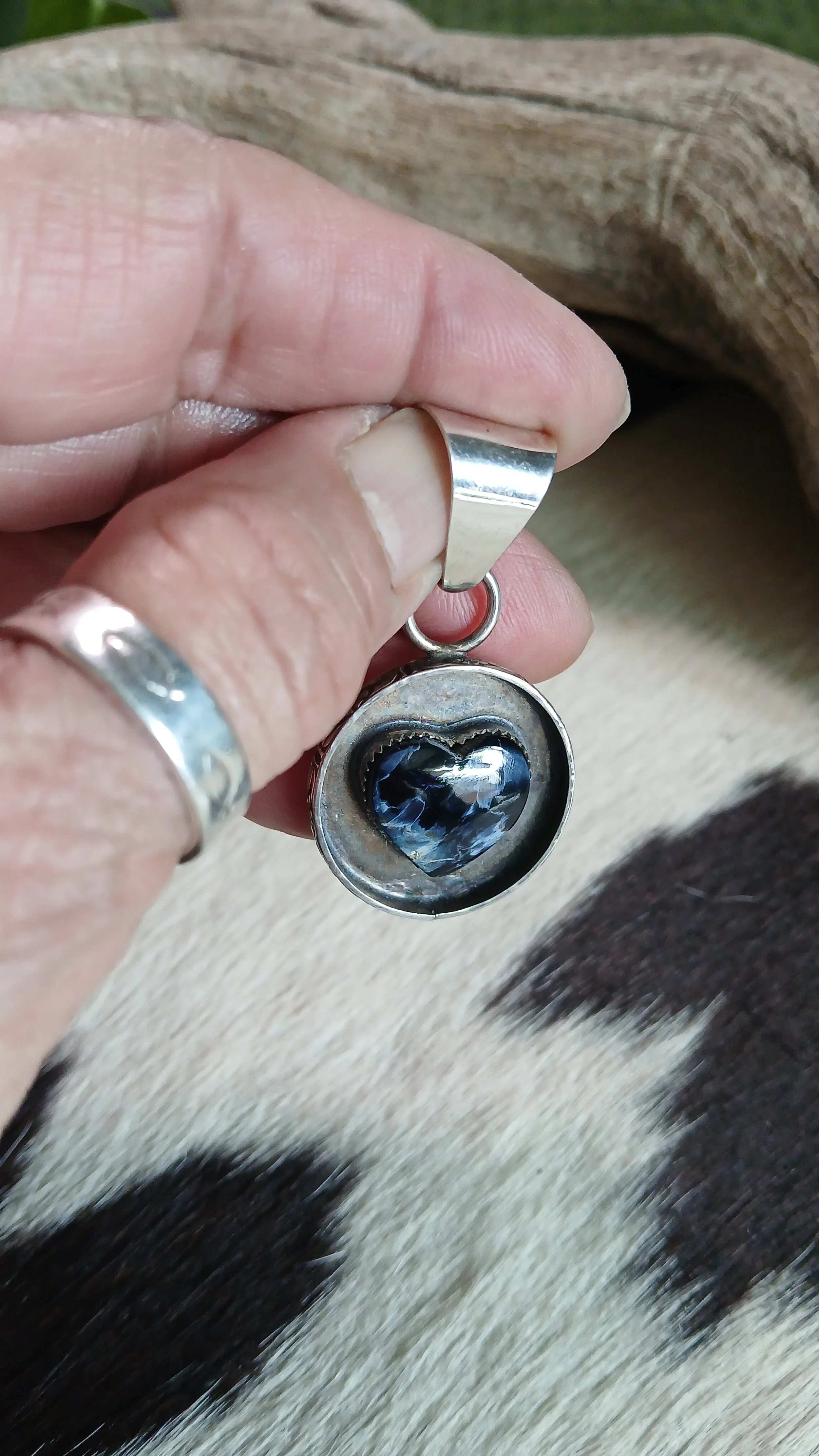 Shimmery Pietersite and Sterling Pendant