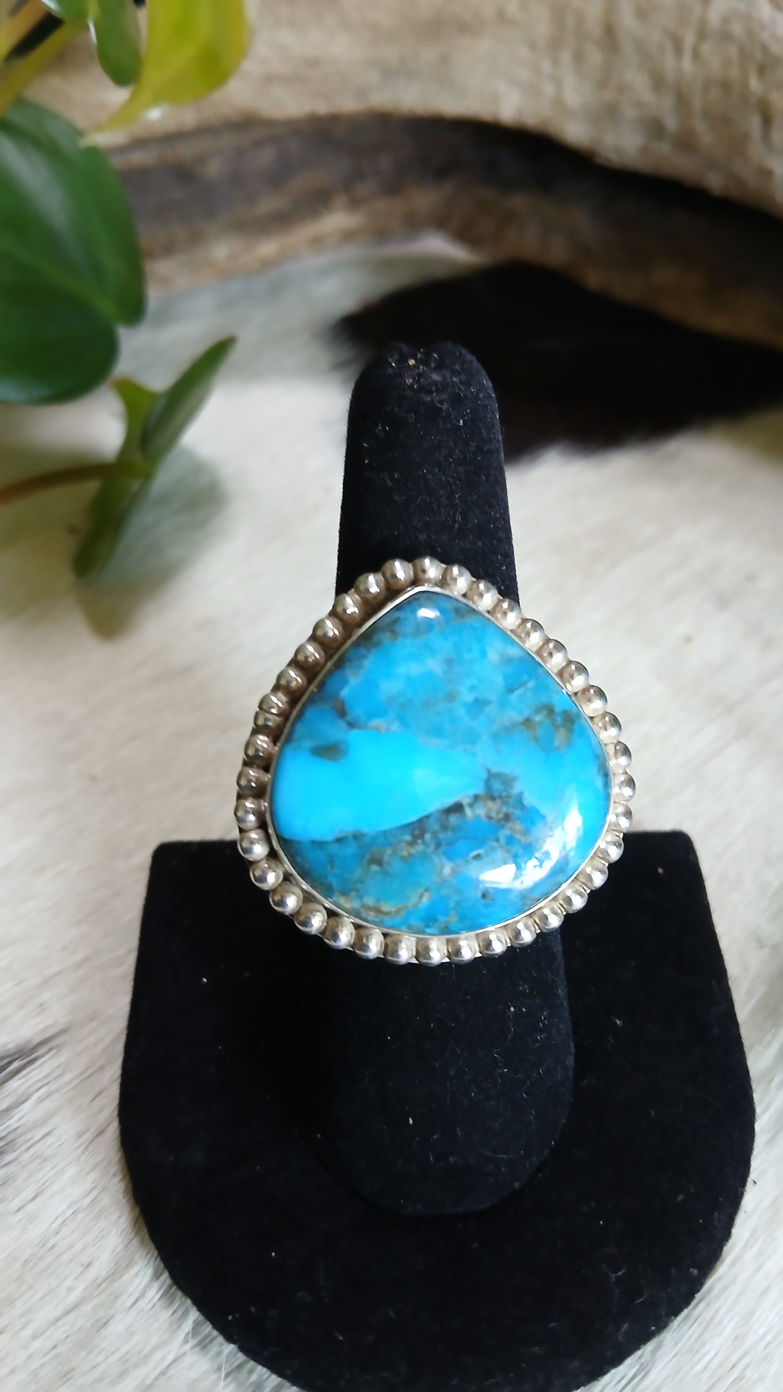 Fabulous Kingman Turquoise and Sterling Ring - Size 9