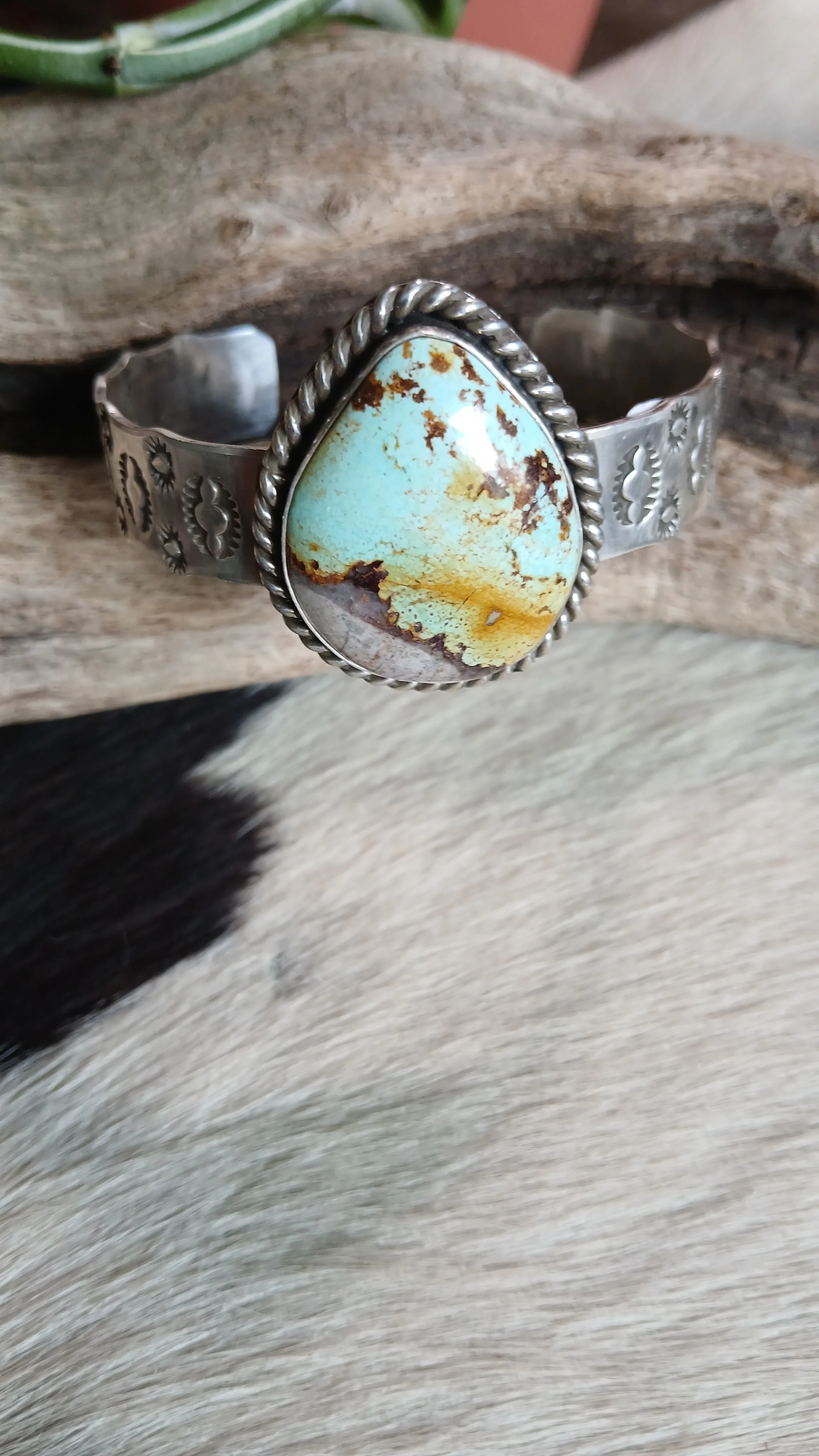Steller Unique Royston Ribbon Turquoise and Sterling Bracelet