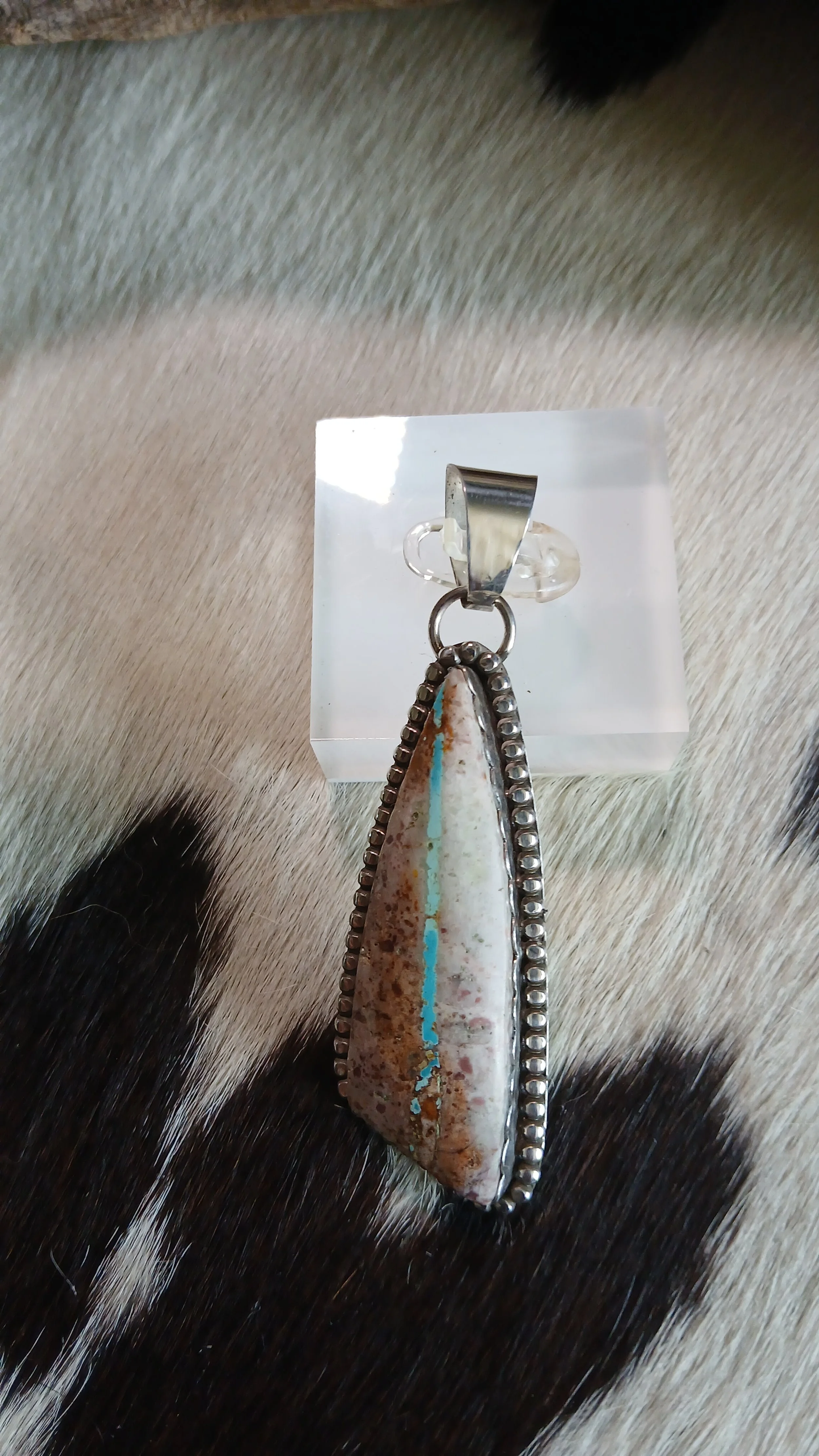 Gorgeous Royston Ribbon Turquoise and Sterling Pendant