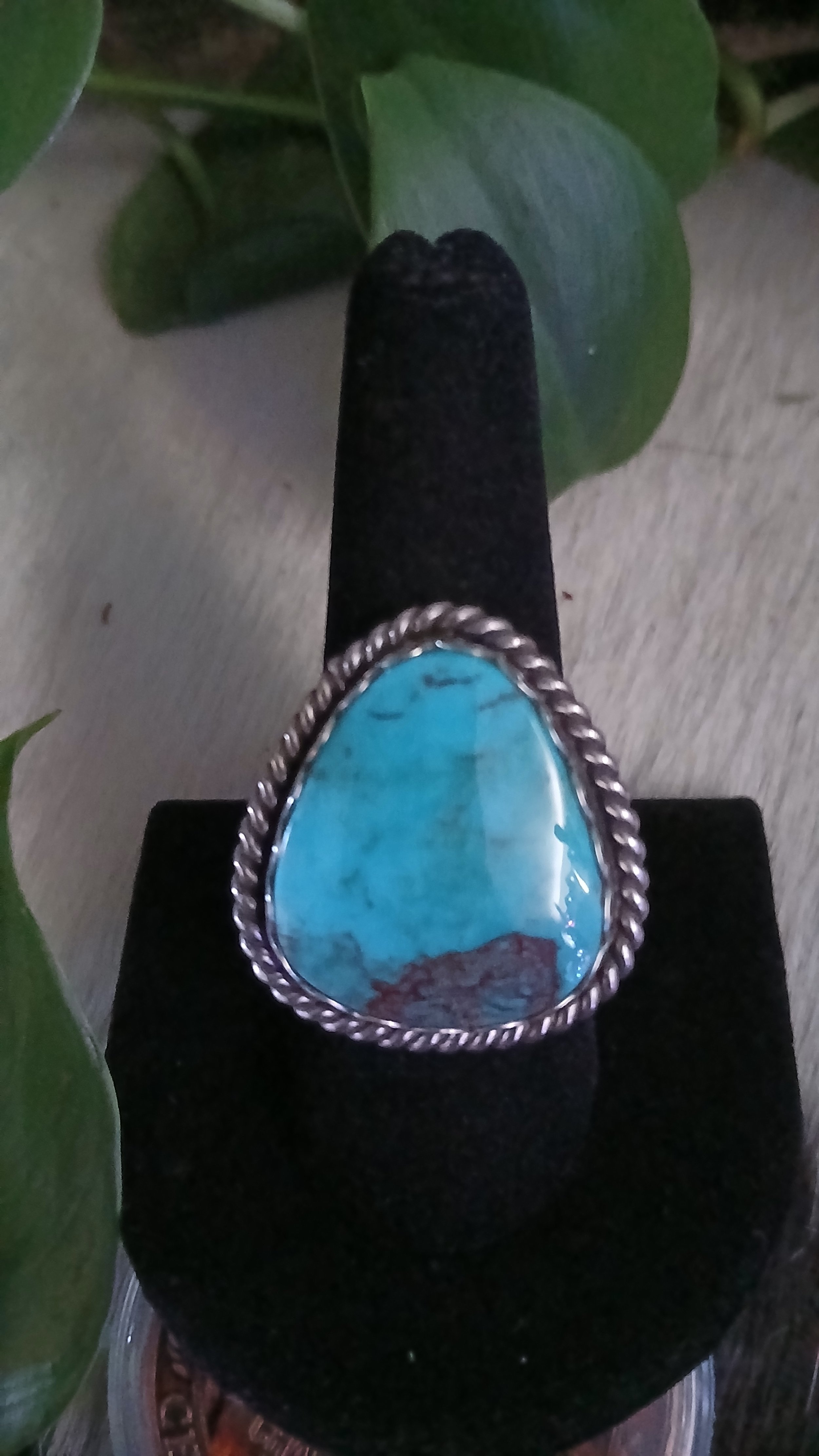 Lovely Egyptian Turquoise and Sterling Ring - Size 9