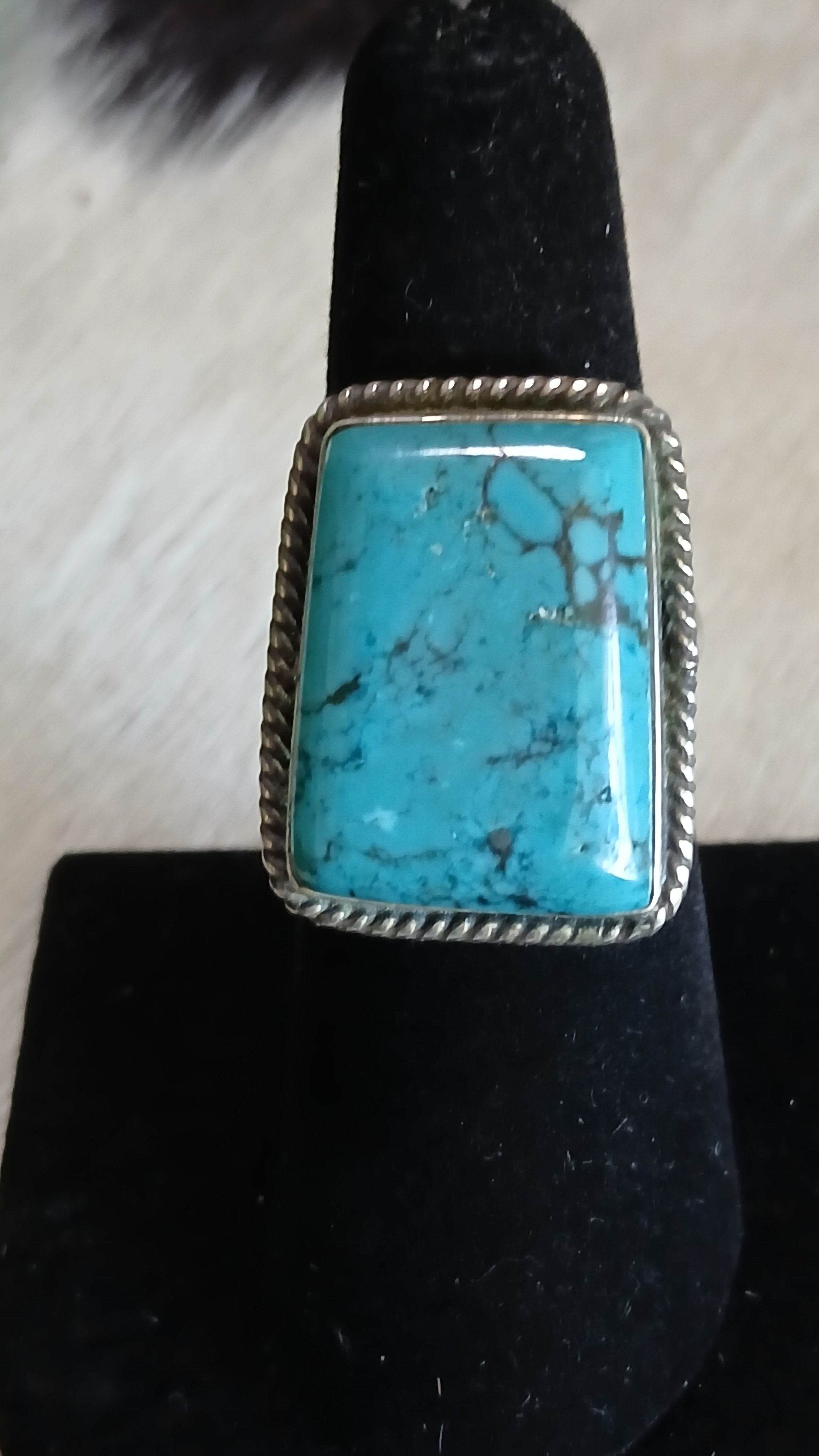 Lovely Cloud Mountain Turquoise and Sterling Ring - Size 7