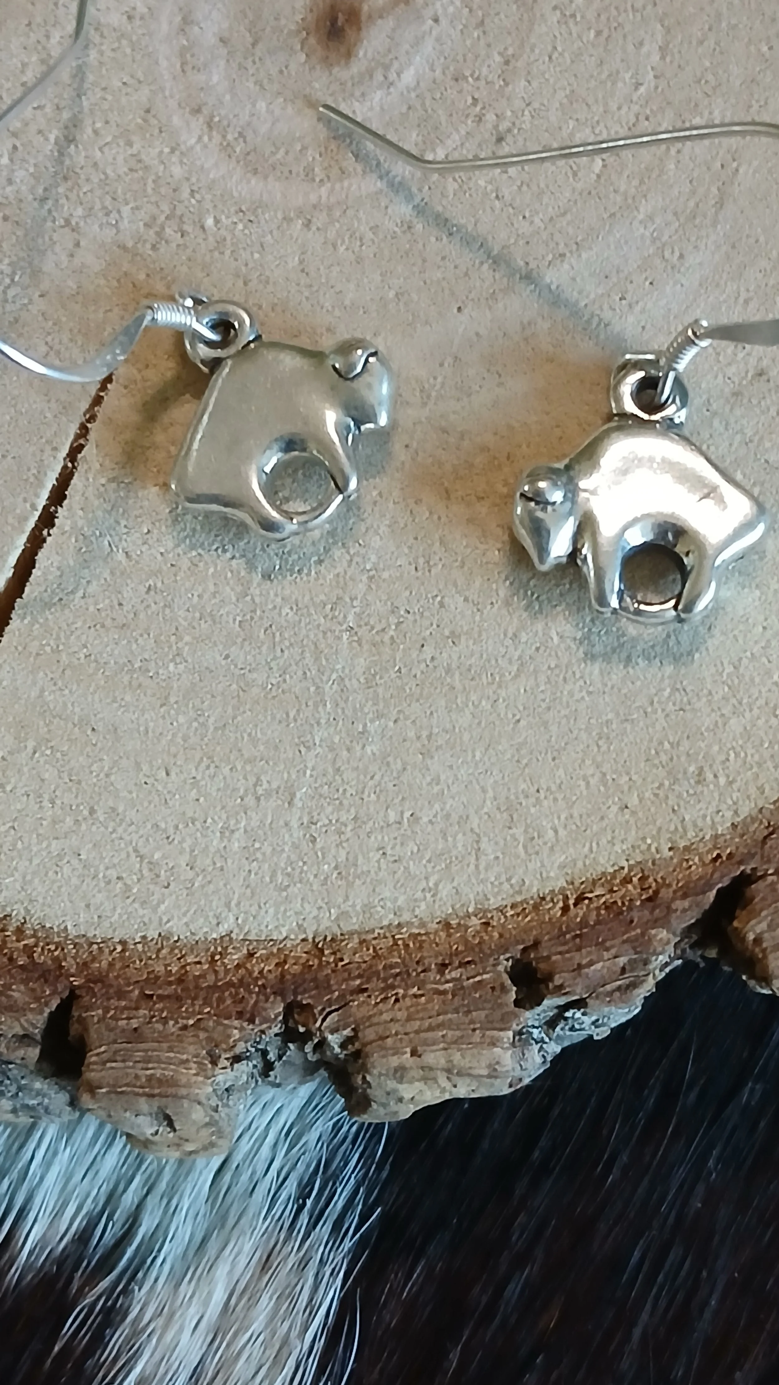 Cute Little Sterling Buffalo Earrings