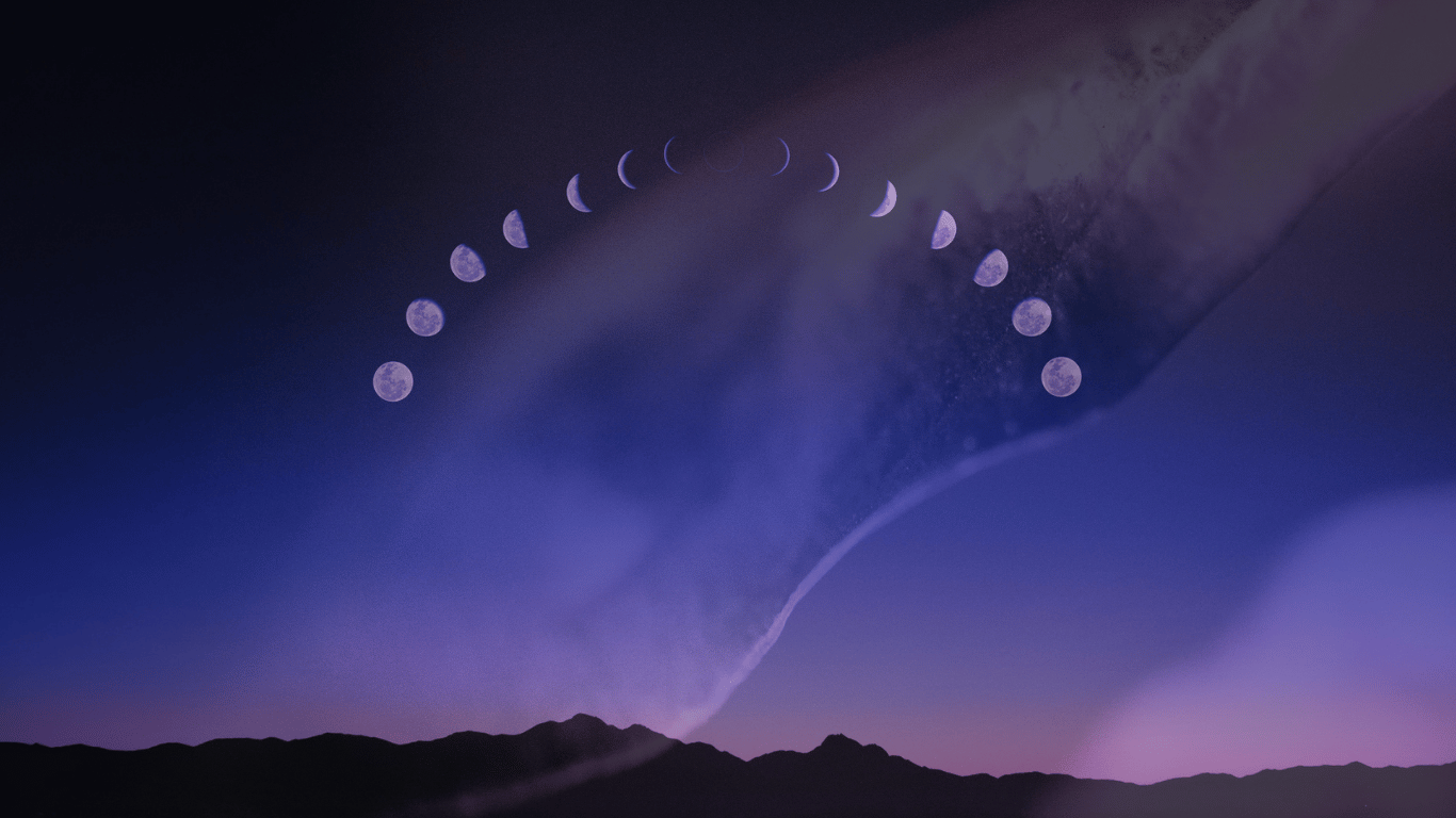 full moon: an abstract image of purple moon cycle