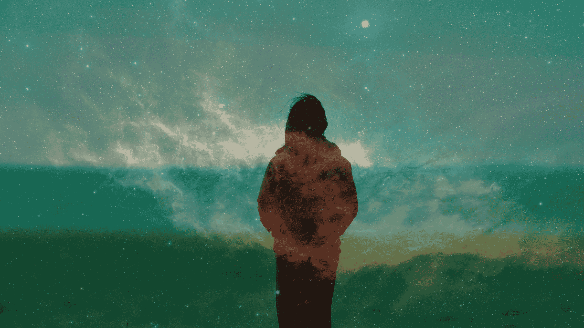 The eco-somatics and psychology of horizons woman gazing to horizon