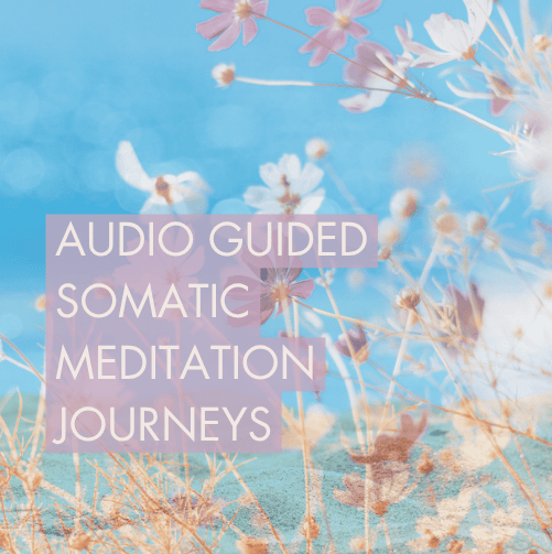 abstract image with the text audio guided somatic meditation journeys