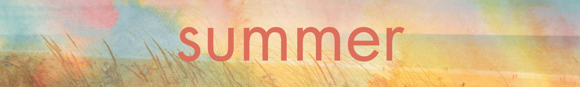 the wheel of the year:  a background of a beach with golden sand and a blue sky and ocean and the text 'summer' to categorise the summer festivals of lammas and lughnasadh on the wheel of the year