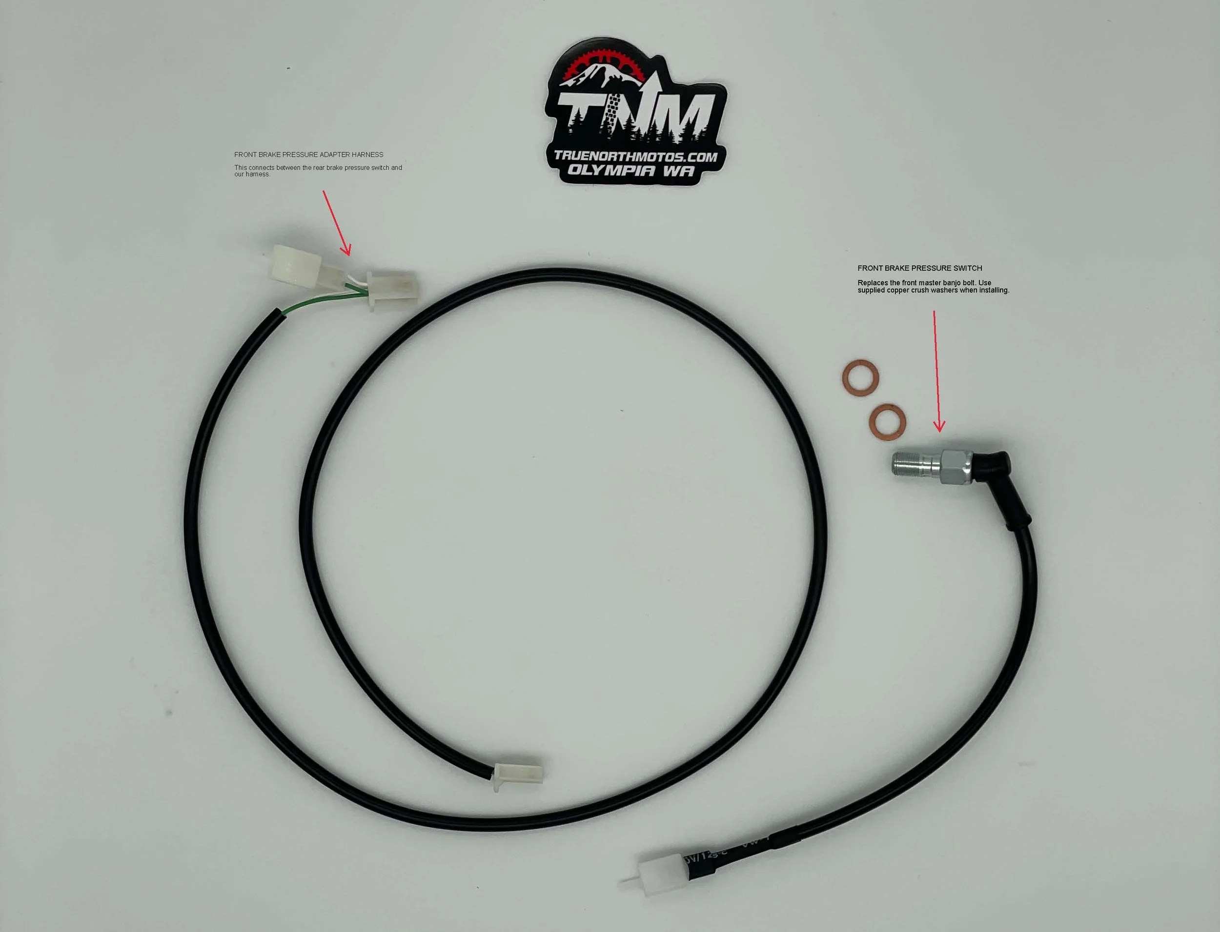 Front brake pressure switch and harness addon — TrueNorthMotos