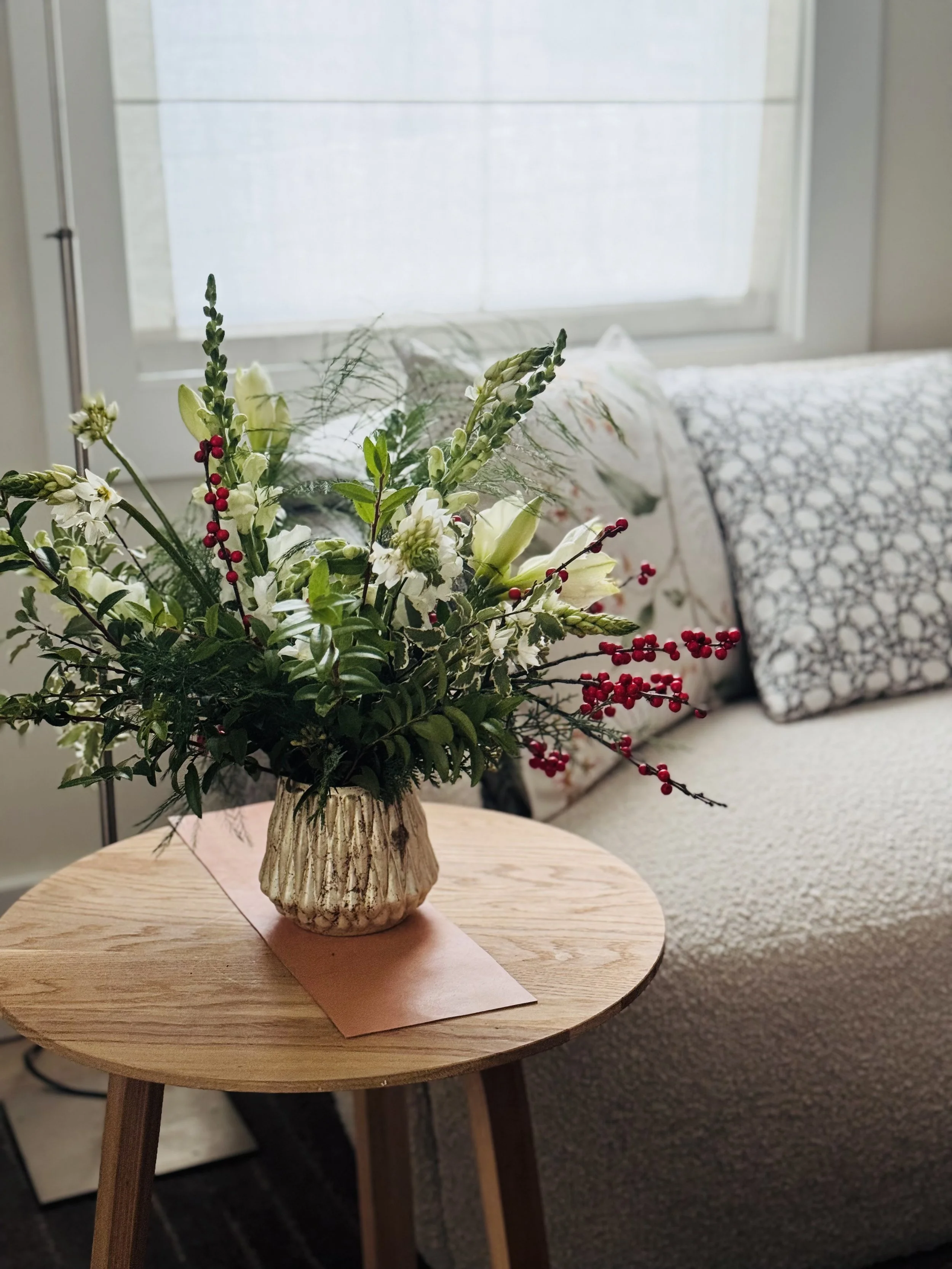 Lush Arrangements in holiday vase