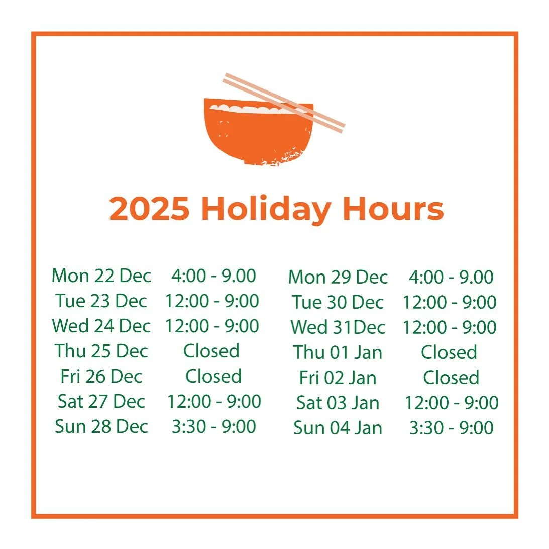 🎄 2025 Holiday Hours 🎄 
We&rsquo;re doing things a little different this year and will be OPEN during the holiday period including a couple of Mondays! We will just be closed the four stat days). Hopefully this helps with any holiday family gatheri