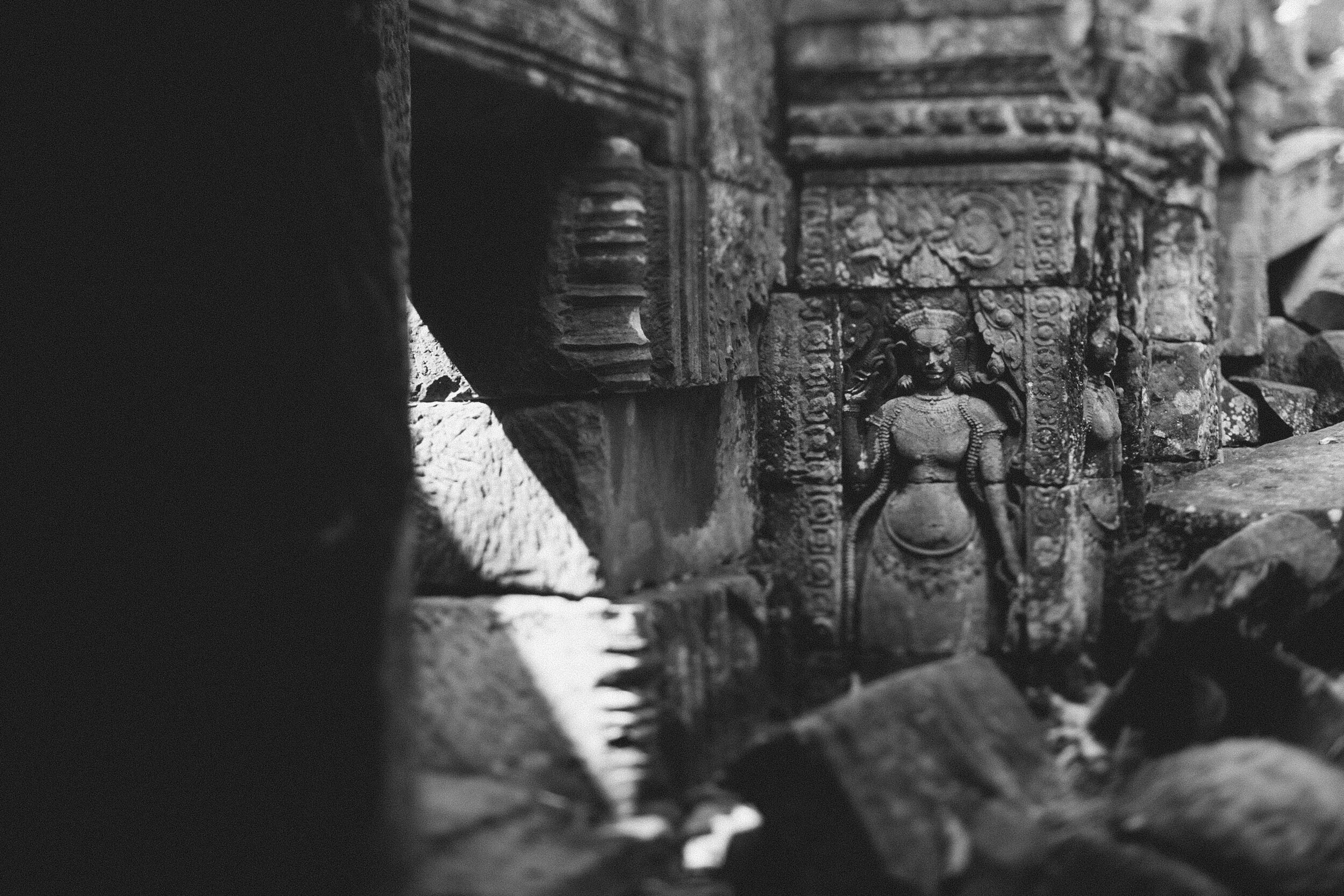 Cambodia: Temple Ruins (B&W)