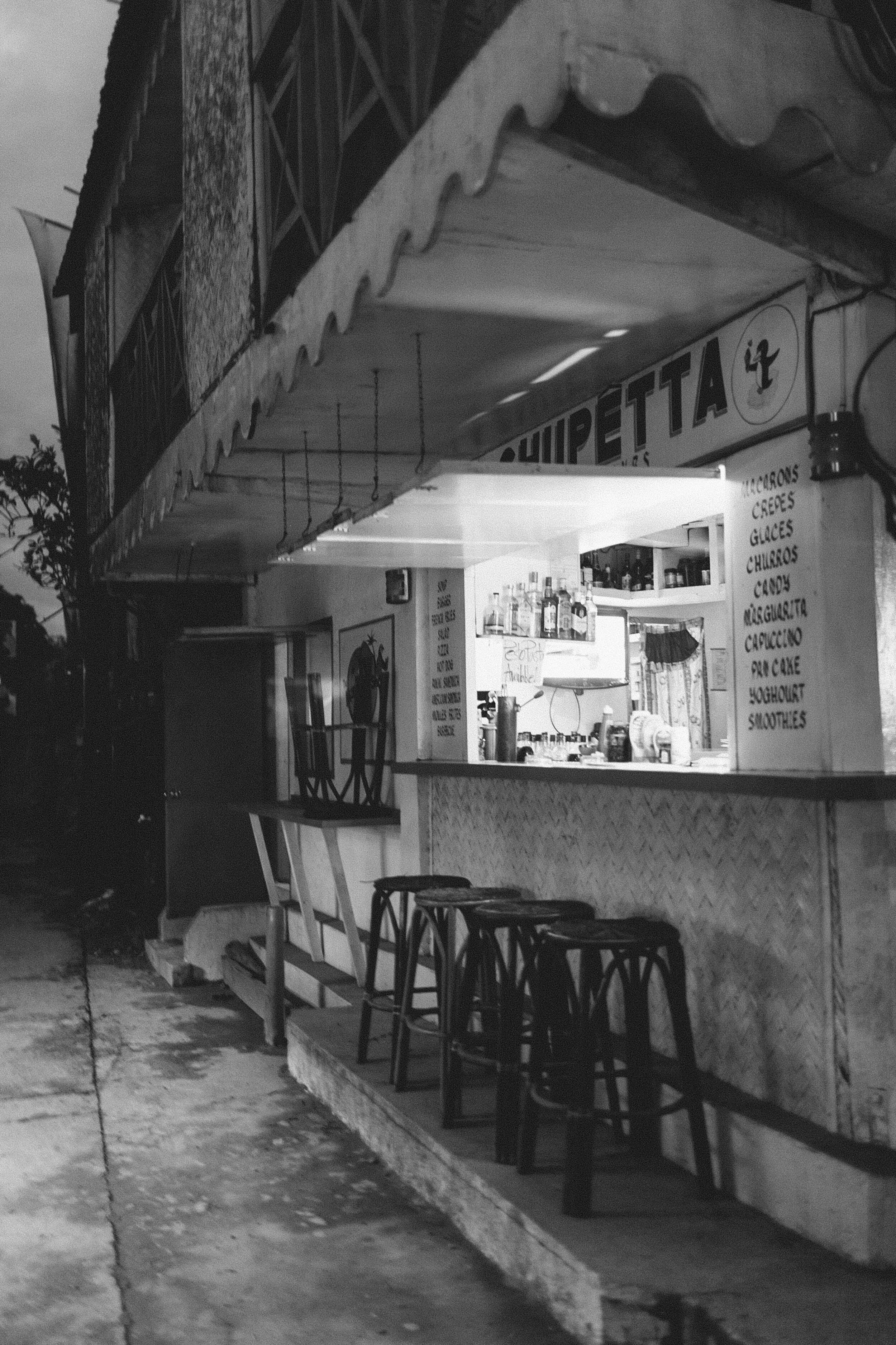 Philippines: Night Time Bar (B&W)