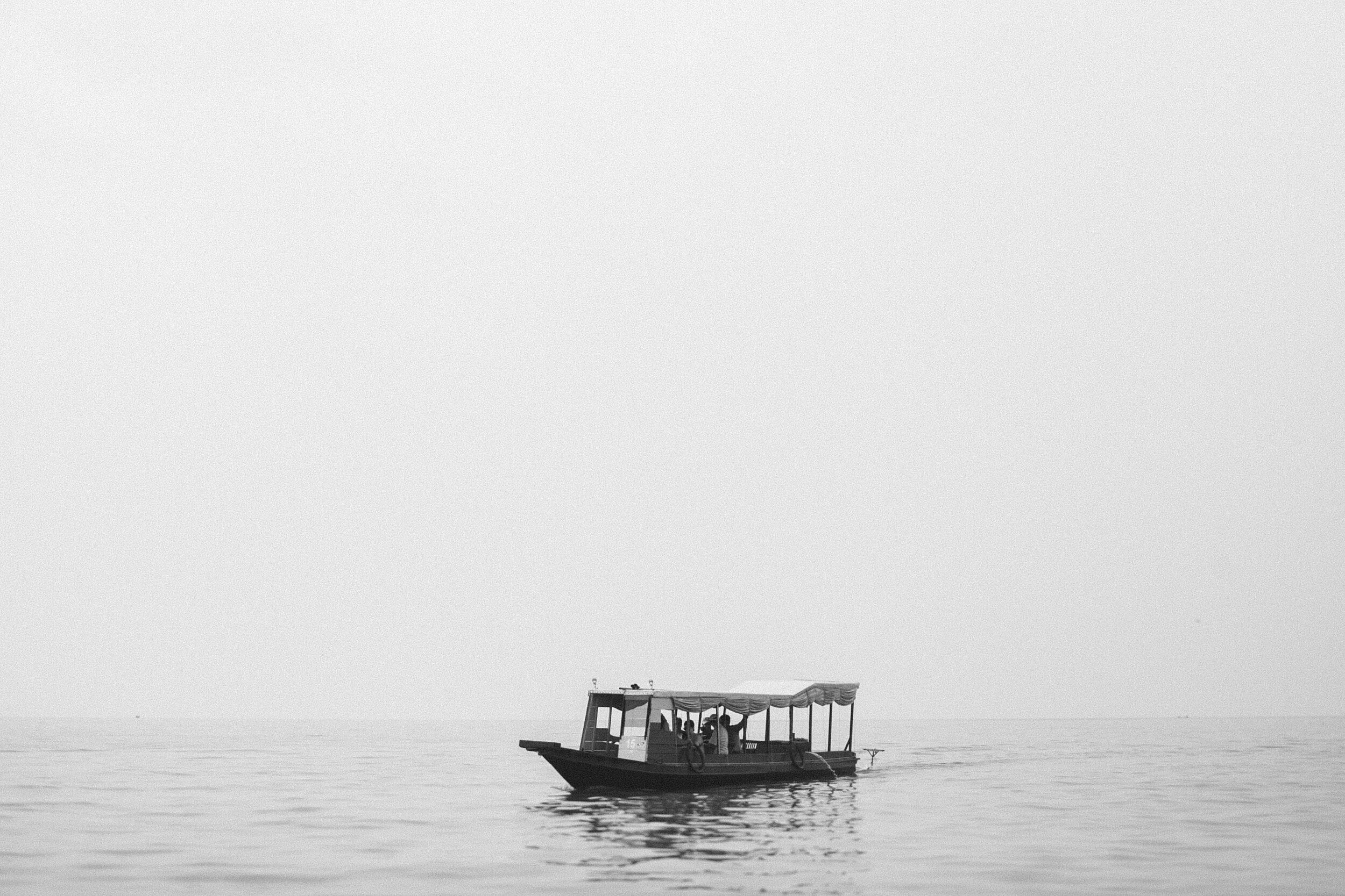 Cambodia: Gliding Along (B&W)